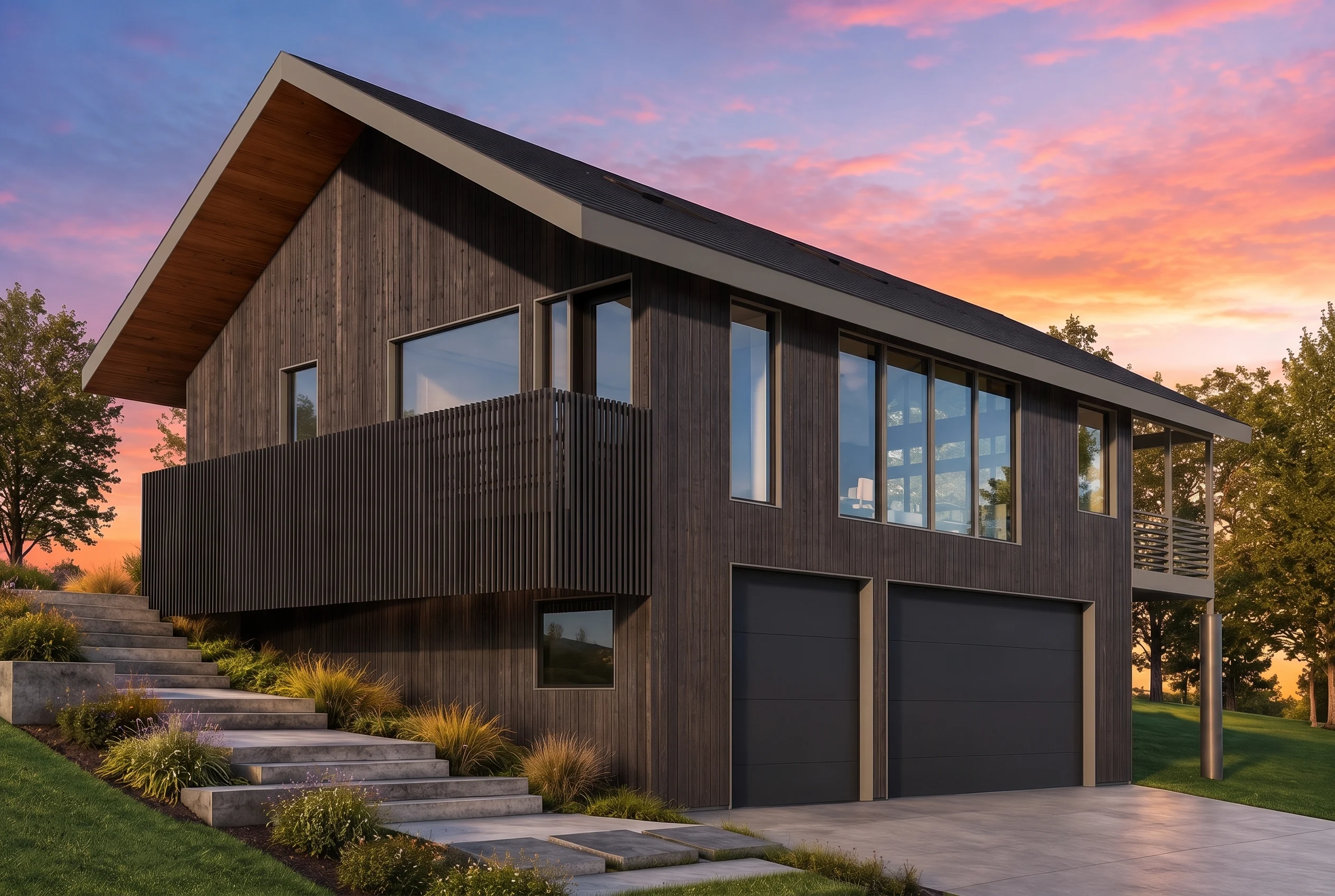 21-2937 HOUSE PLAN – Contemporary Mountain Home Plan – 2-Bed, 2-Bath, 1,216 SF - Modern Dark, AI-generated exterior concept
