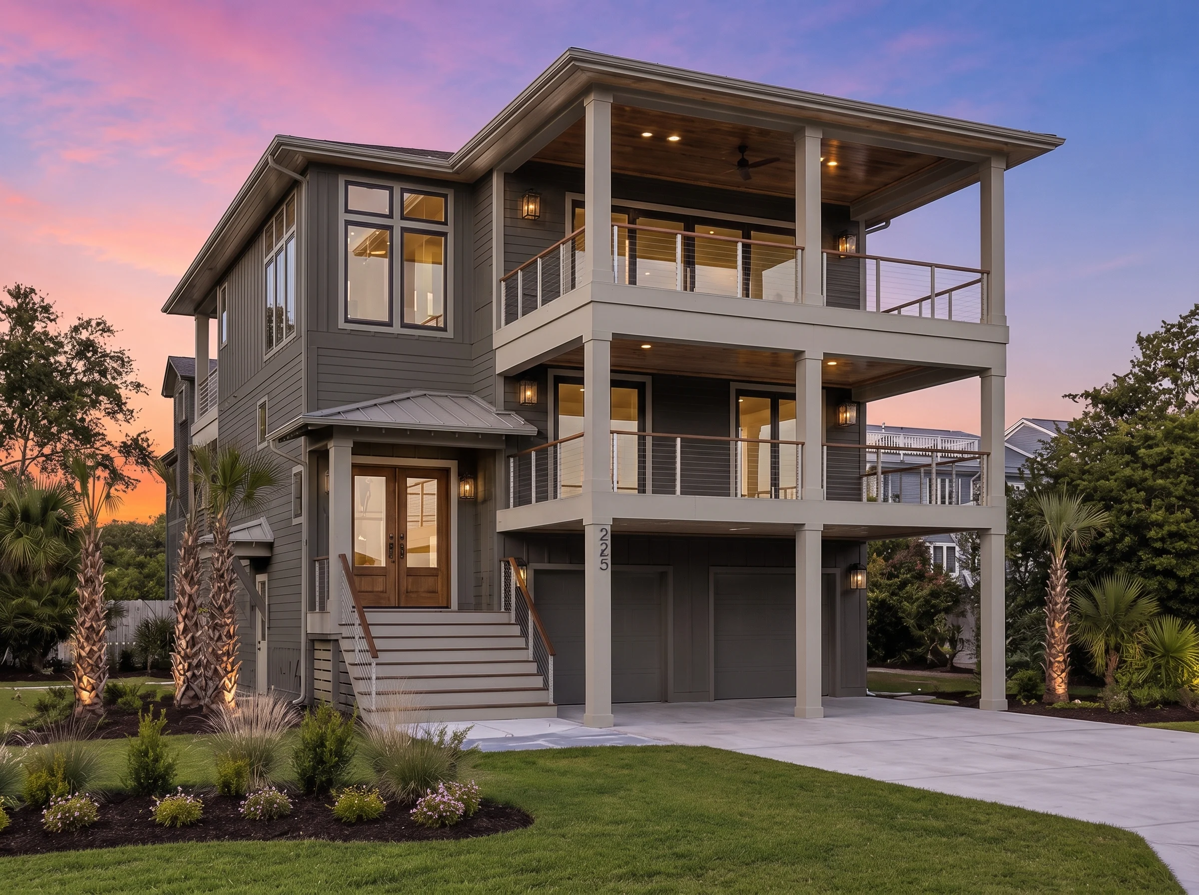21-2716 HOUSE PLAN – Coastal Home Plan – 4-Bed, 3.5-Bath, 3,231 SF - Modern Dark, AI-generated exterior concept
