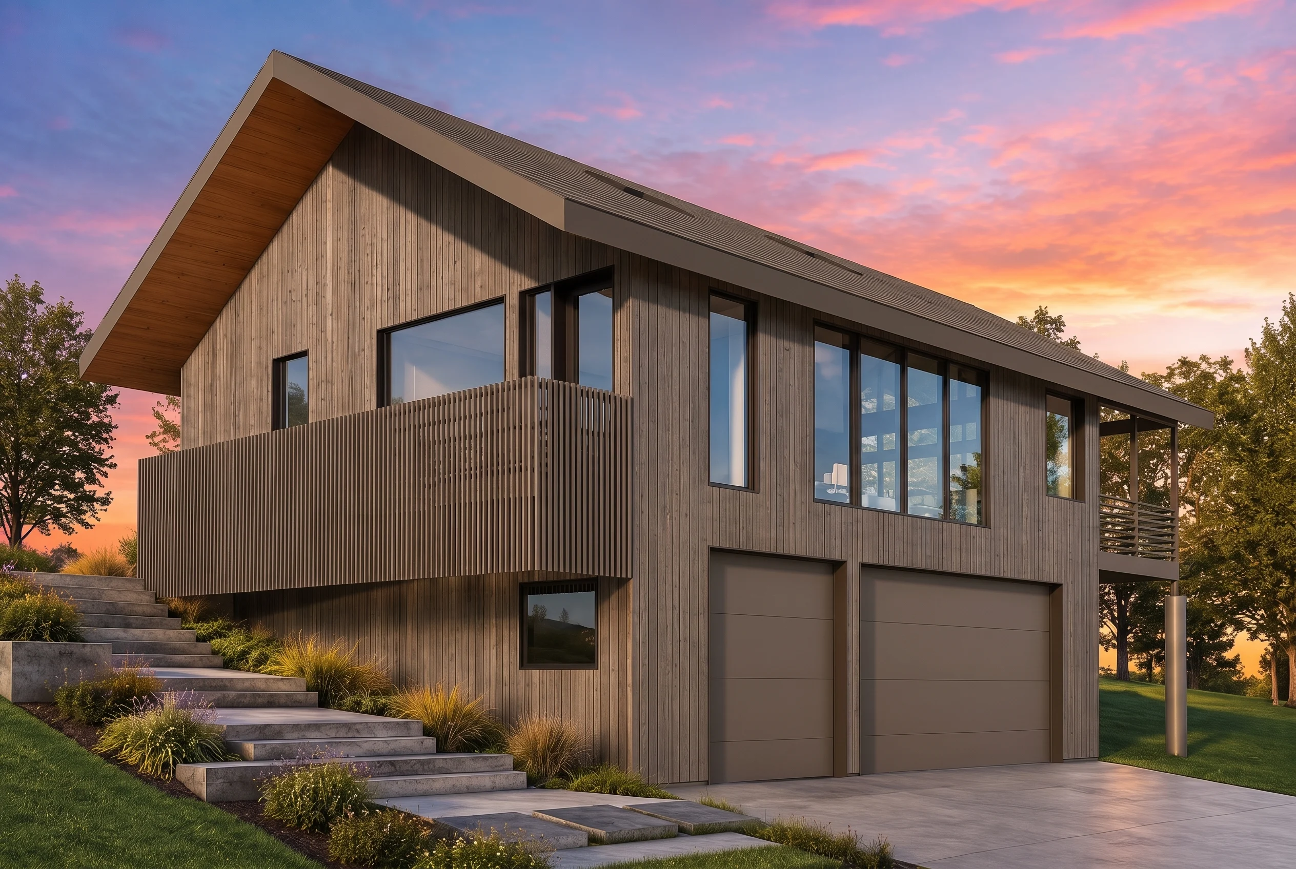 21-2937 HOUSE PLAN – Contemporary Mountain Home Plan – 2-Bed, 2-Bath, 1,216 SF - Warm Natural, AI-generated exterior concept