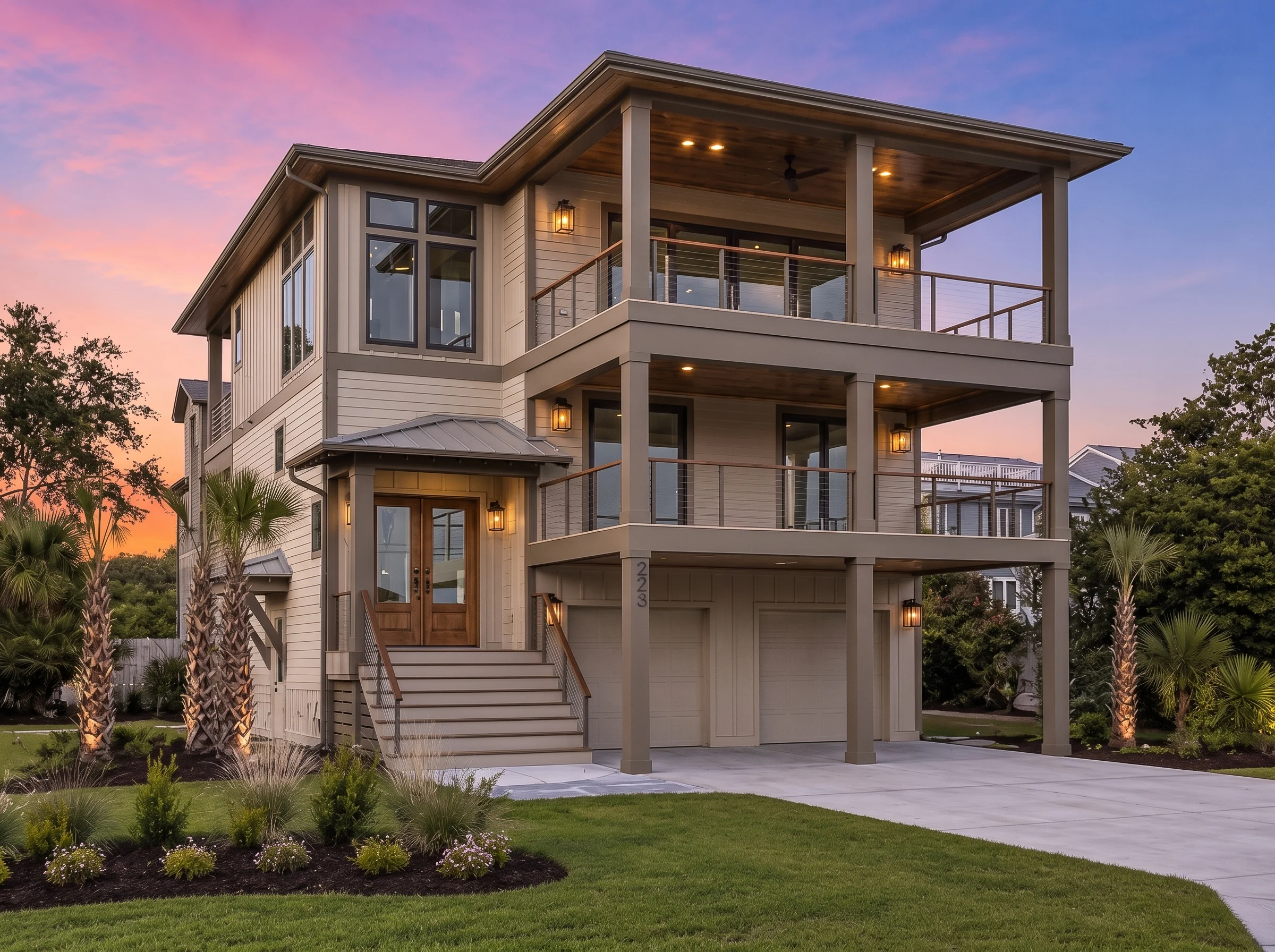 21-2716 HOUSE PLAN – Coastal Home Plan – 4-Bed, 3.5-Bath, 3,231 SF - Warm Natural, AI-generated exterior concept