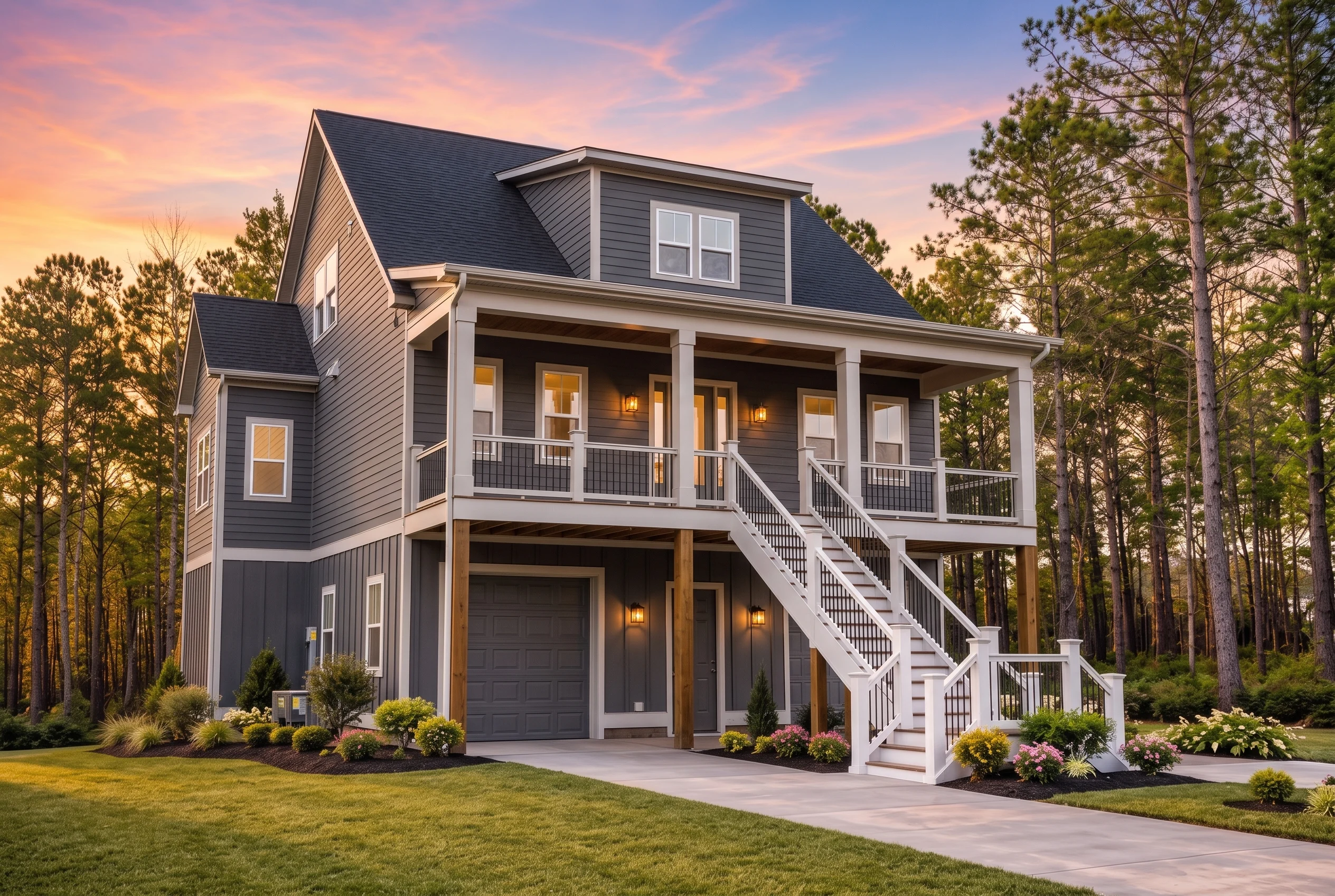 21-2399 HOUSE PLAN – Coastal Home Plan – 3-Bed, 2.5-Bath, 2,258 SF - Modern Dark, AI-generated exterior concept