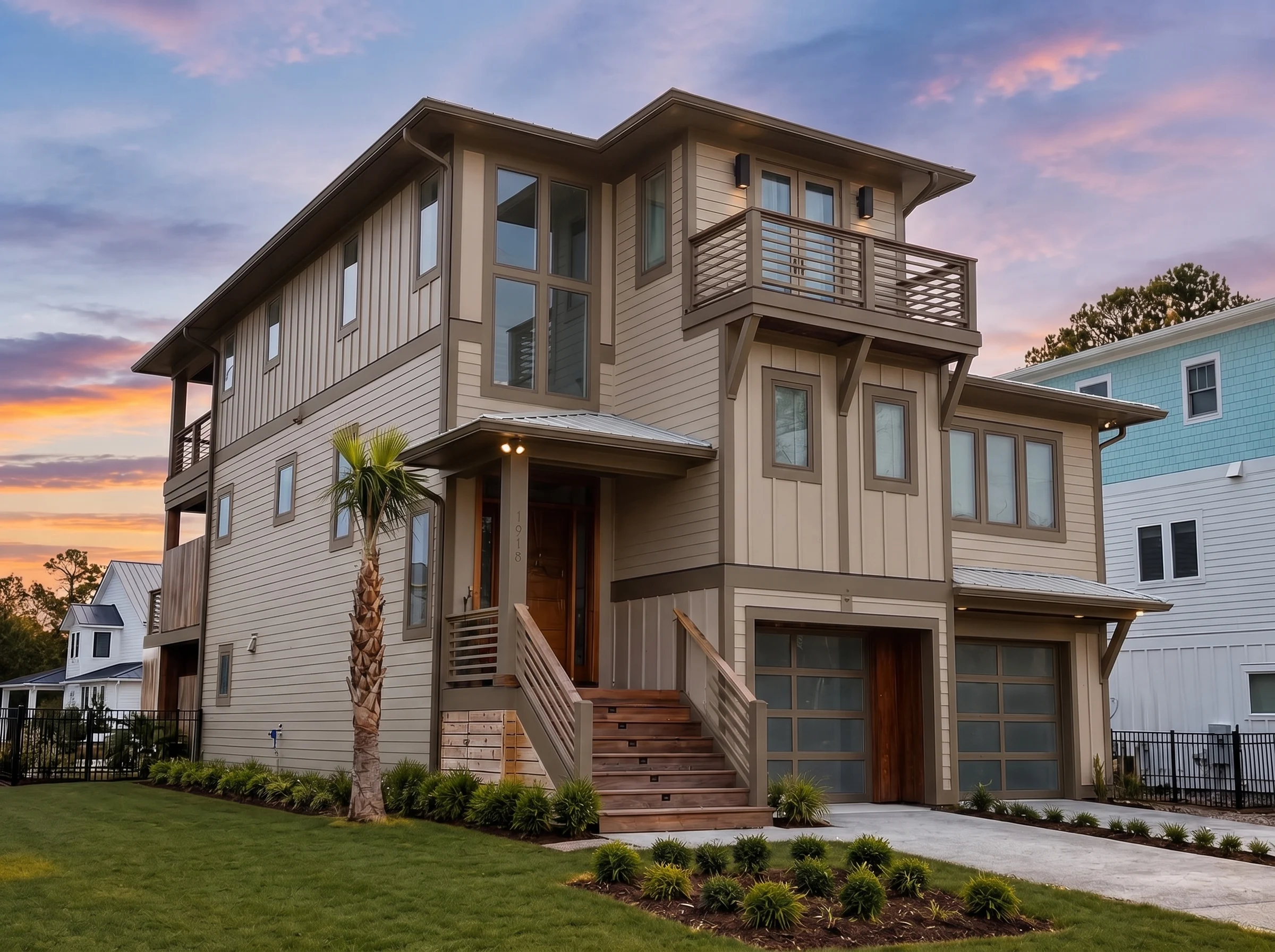 21-2400 HOUSE PLAN – Coastal Home Plan – 4-Bed, 4.5-Bath, 3,096 SF - Warm Natural, AI-generated exterior concept