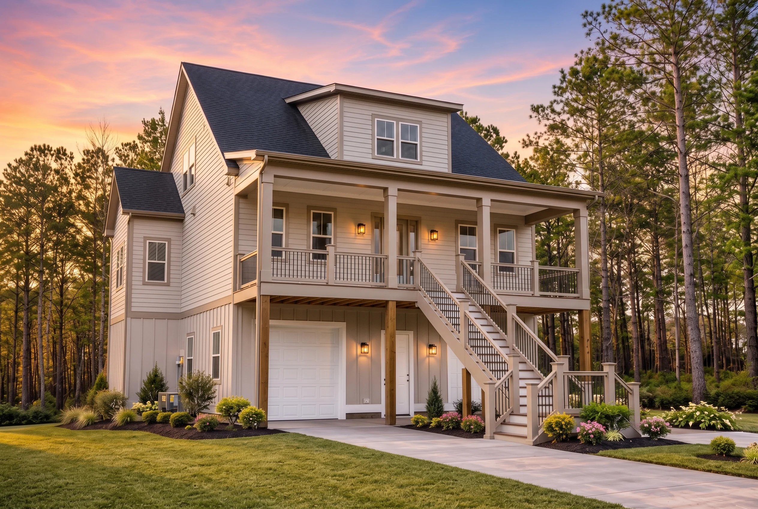 21-2399 HOUSE PLAN – Coastal Home Plan – 3-Bed, 2.5-Bath, 2,258 SF - Warm Natural, AI-generated exterior concept