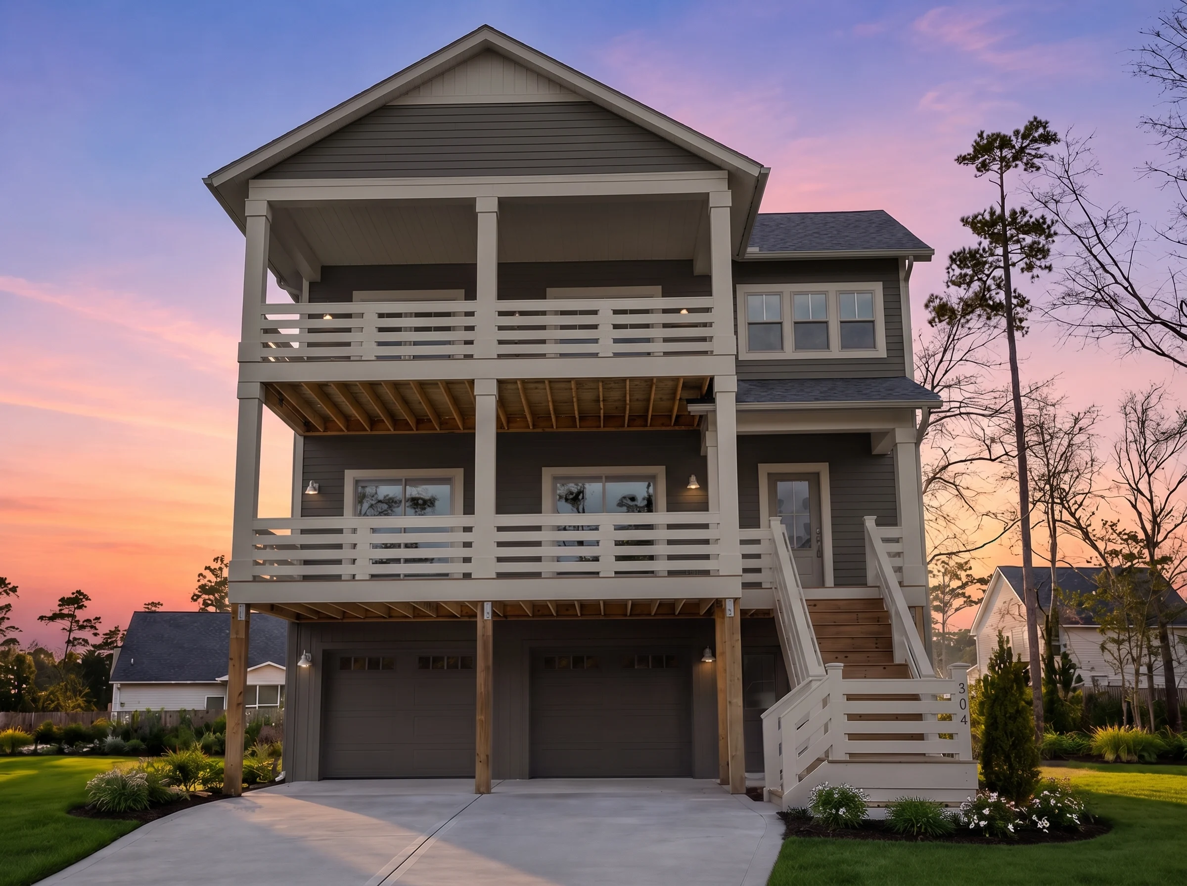21-3466 HOUSE PLAN – Coastal Home Plan – 3-Bed, 2.5-Bath, 1,916 SF - Modern Dark, AI-generated exterior concept