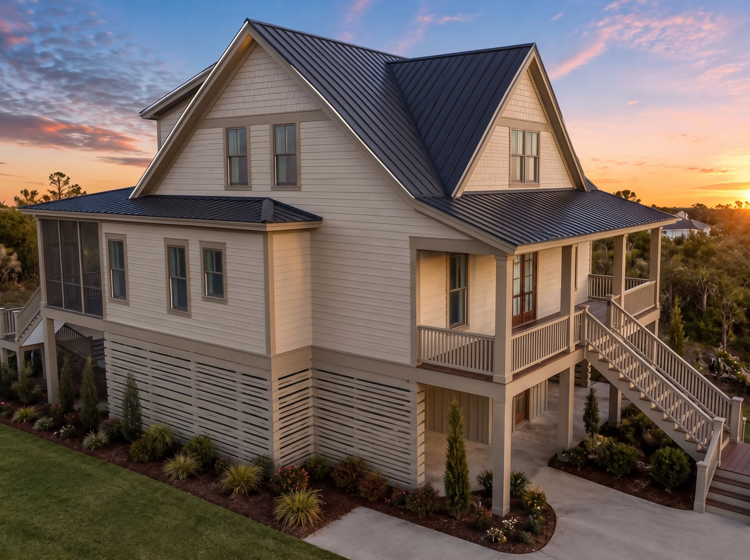 21-2675 HOUSE PLAN – Coastal Home Plan – 3-Bed, 3.5-Bath, 2,937 SF - Warm Natural, AI-generated exterior concept