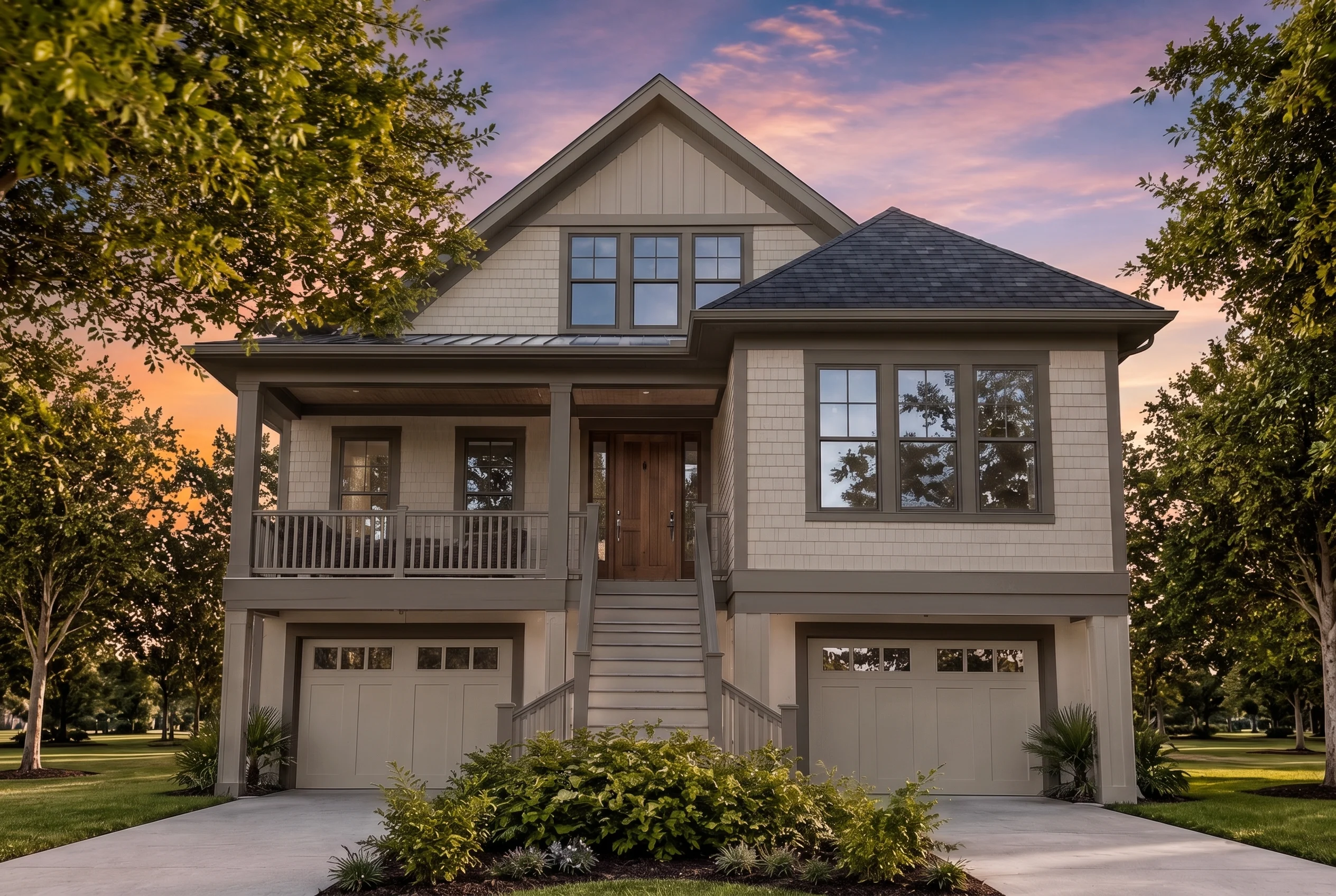 21-3110 HOUSE PLAN – Coastal Home Plan – 4-Bed, 3.5-Bath, 2,361 SF - Warm Natural, AI-generated exterior concept
