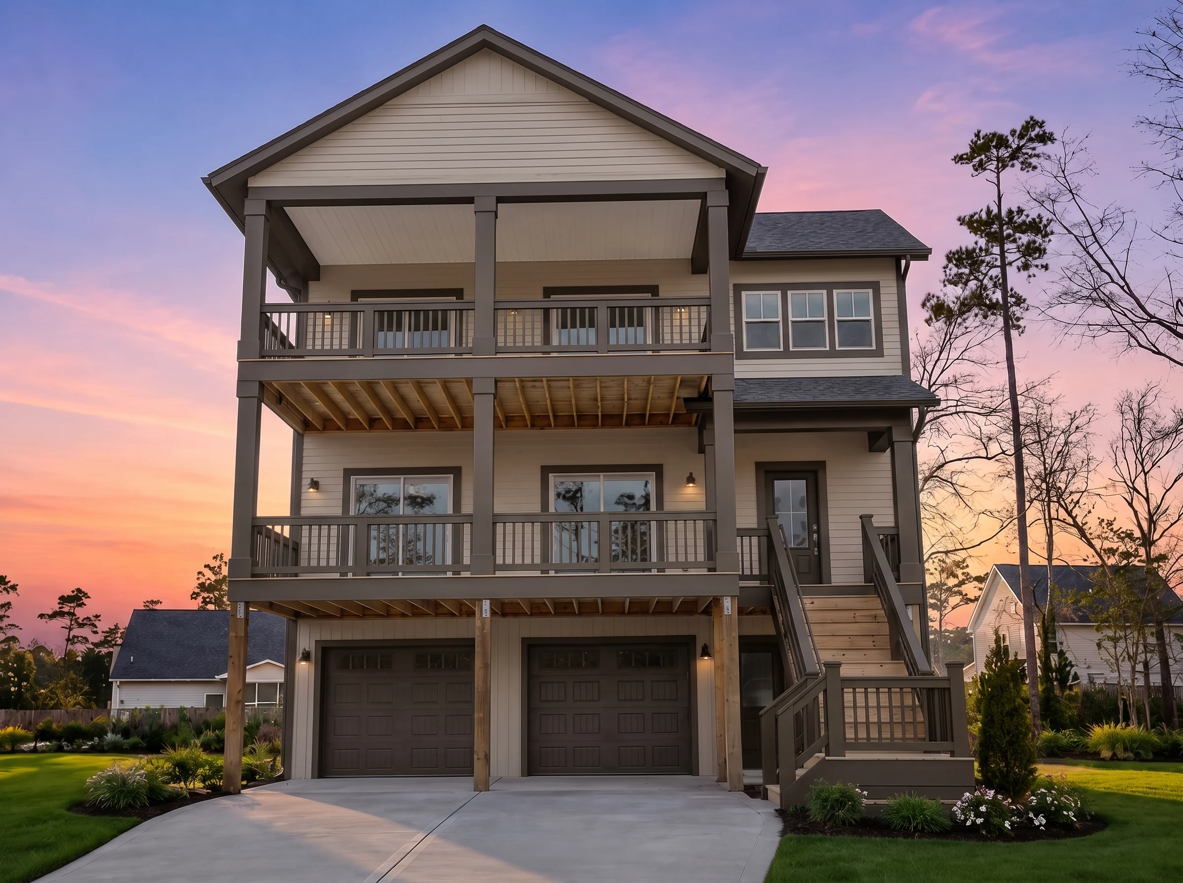 21-3466 HOUSE PLAN – Coastal Home Plan – 3-Bed, 2.5-Bath, 1,916 SF - Warm Natural, AI-generated exterior concept