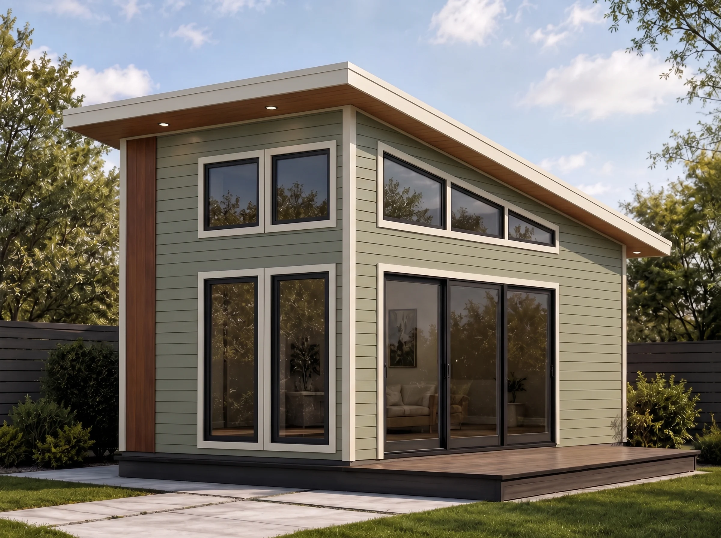 21-2508 HOUSE PLAN – ADU Studio Home Plan – 1-Bed, 1-Bath, 264 SF - Modern Brick, AI-generated exterior concept