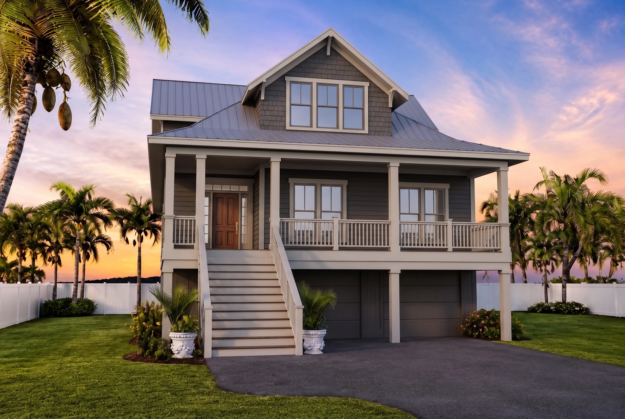 21-2259 HOUSE PLAN – Coastal Home Plan – 4-Bed, 3.5-Bath, 2,784 SF - Modern Dark, AI-generated exterior concept