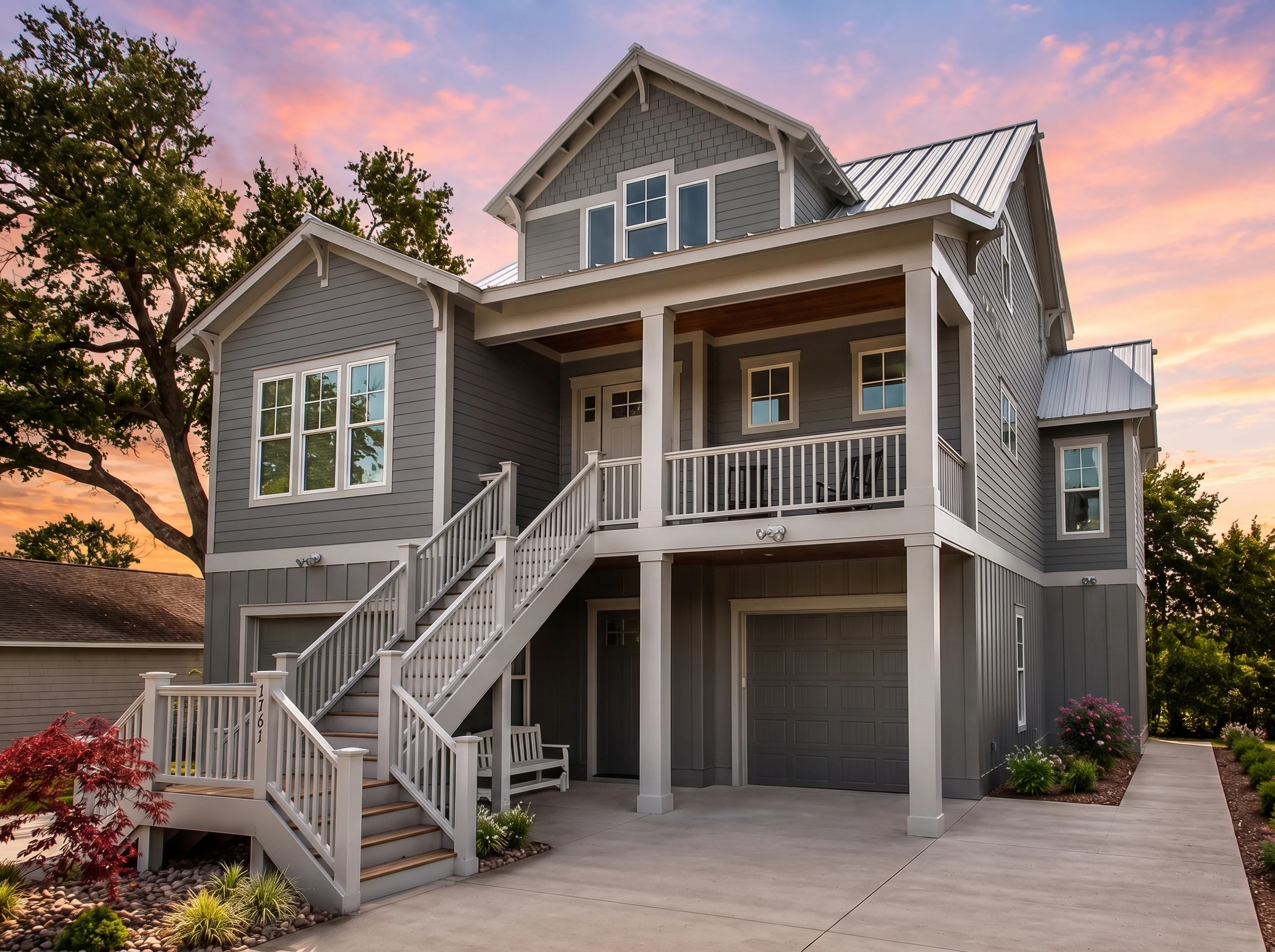 21-2338 HOUSE PLAN – Coastal Home Plan – 4-Bed, 3.5-Bath, 2,779 SF - Modern Dark, AI-generated exterior concept