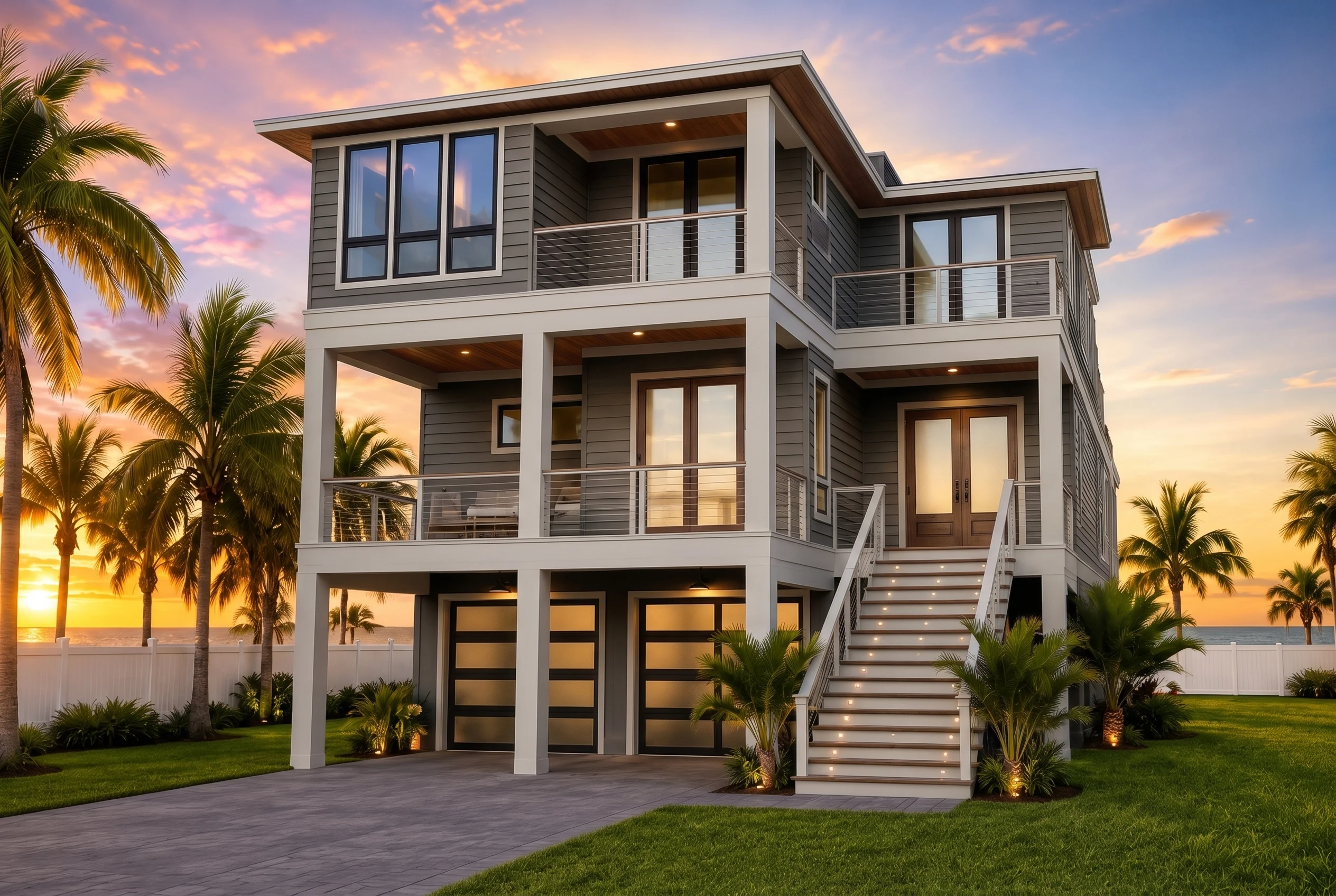 21-2813 HOUSE PLAN – Coastal Home Plan – 5-Bed, 4.5-Bath, 4,124 SF - Modern Dark, AI-generated exterior concept