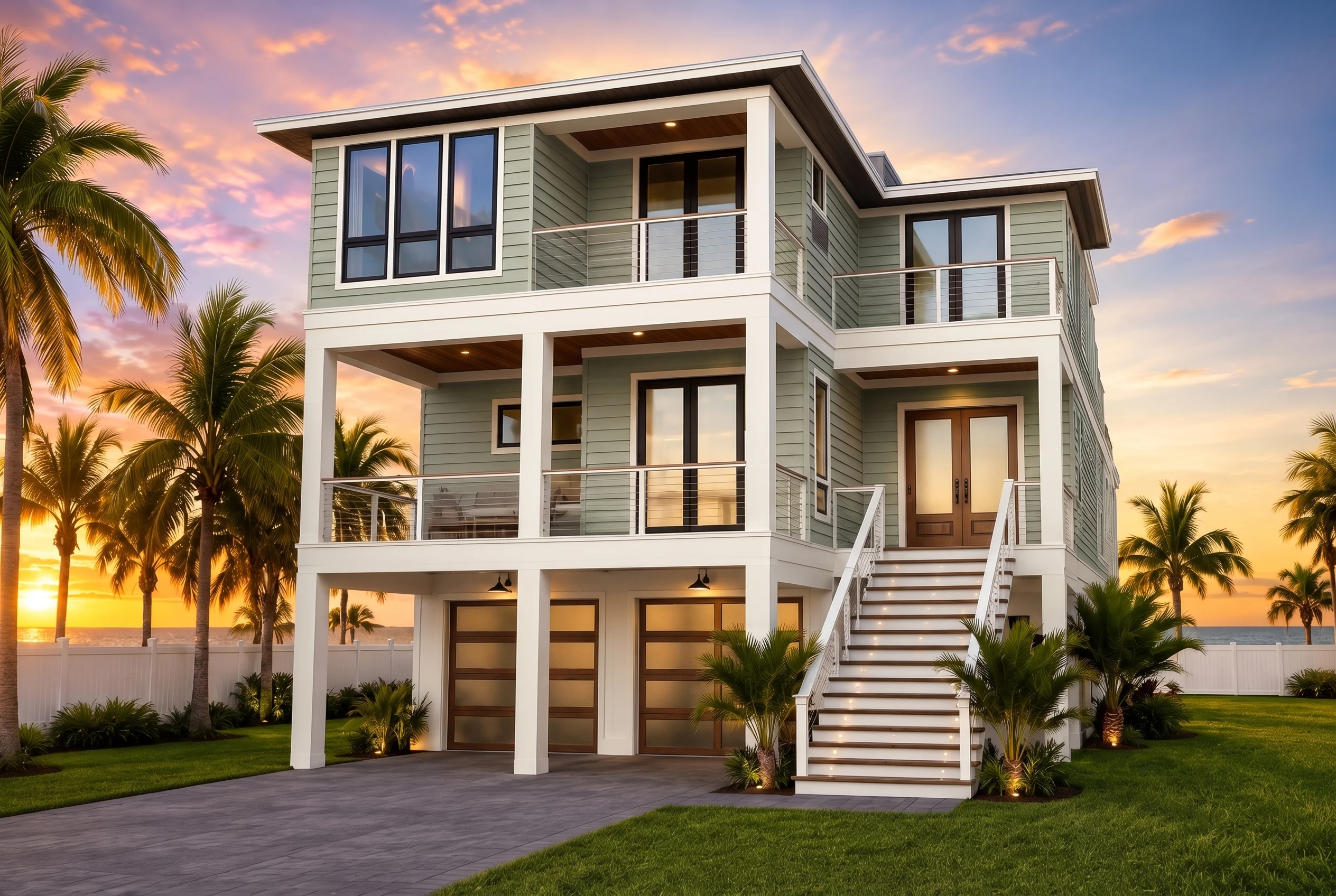 21-2813 HOUSE PLAN – Coastal Home Plan – 5-Bed, 4.5-Bath, 4,124 SF - Modern Brick, AI-generated exterior concept