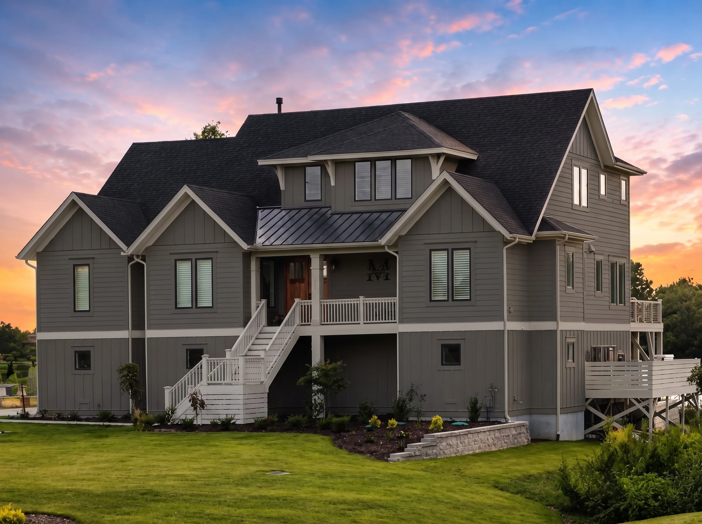 21-2290 HOUSE PLAN – Coastal Luxury Home Plan – 4-Bed, 5-Bath, 4,058 SF - Modern Dark, AI-generated exterior concept