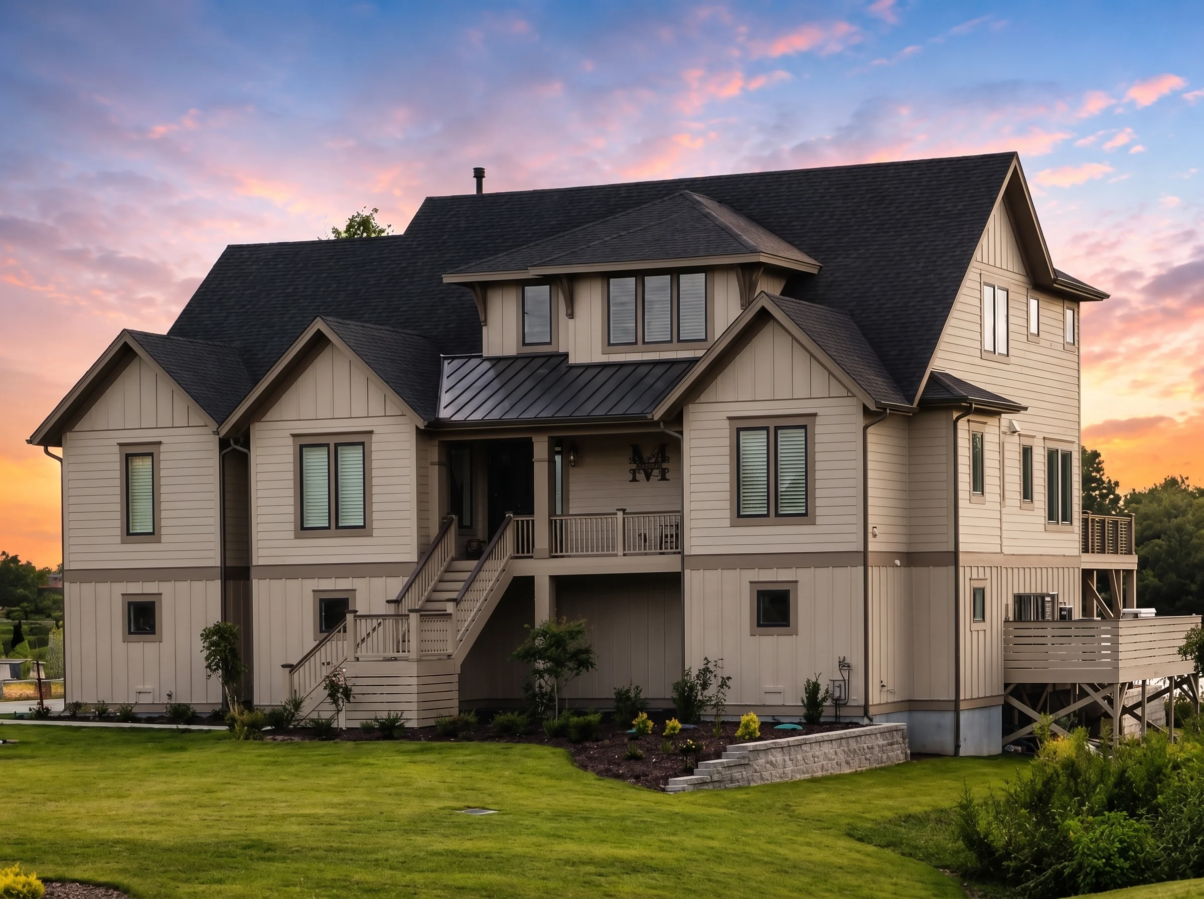 21-2290 HOUSE PLAN – Coastal Luxury Home Plan – 4-Bed, 5-Bath, 4,058 SF - Warm Natural, AI-generated exterior concept