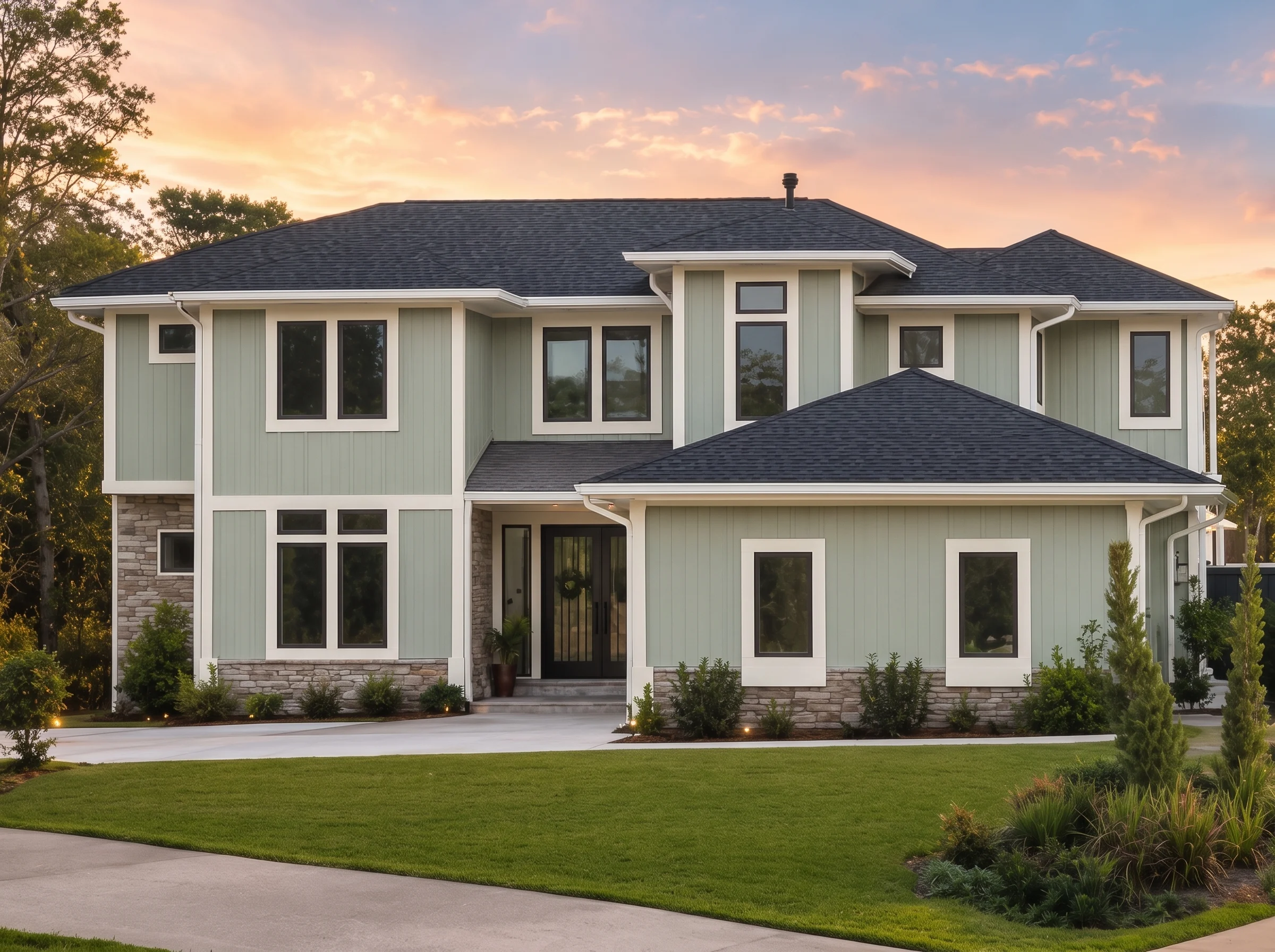 21-2759 HOUSE PLAN – Coastal Home Plan – 4-Bed, 3.5 -Bath, 3,774 SF - Modern Brick, AI-generated exterior concept