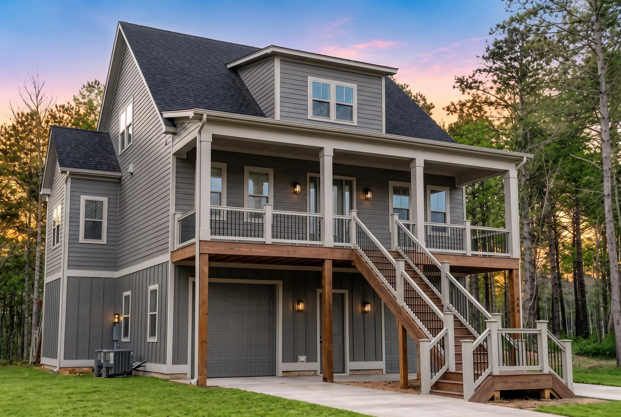 21-2734 HOUSE PLAN – Coastal Home Plan – 3-Bed, 3.5-Bath, 2,215 SF - Modern Dark, AI-generated exterior concept
