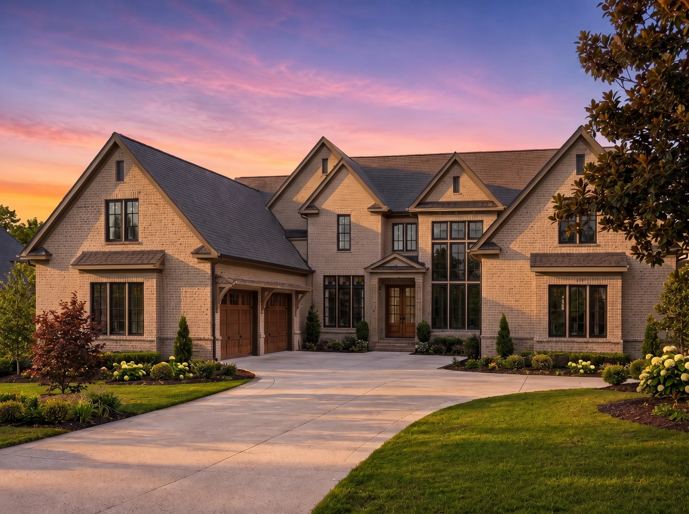 21-2564 HOUSE PLAN – French Country Brick Home Plan – 5-Bed, 5.5-Bath, 5,168 SF - Warm Natural, AI-generated exterior concept