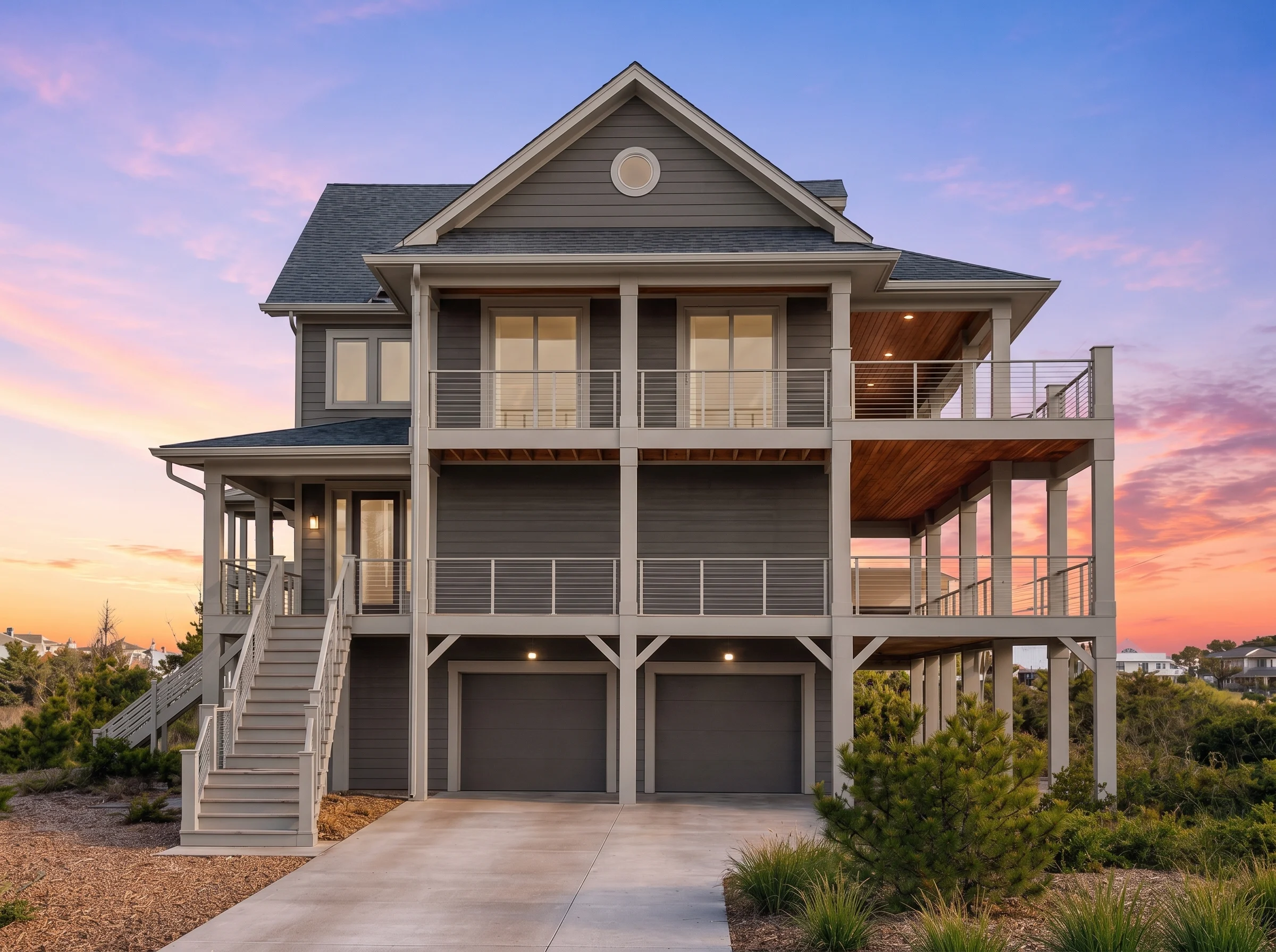 21-3245 HOUSE PLAN – Coastal Home Plan – 4-Bed, 5-Bath, 4,077 SF - Modern Dark, AI-generated exterior concept