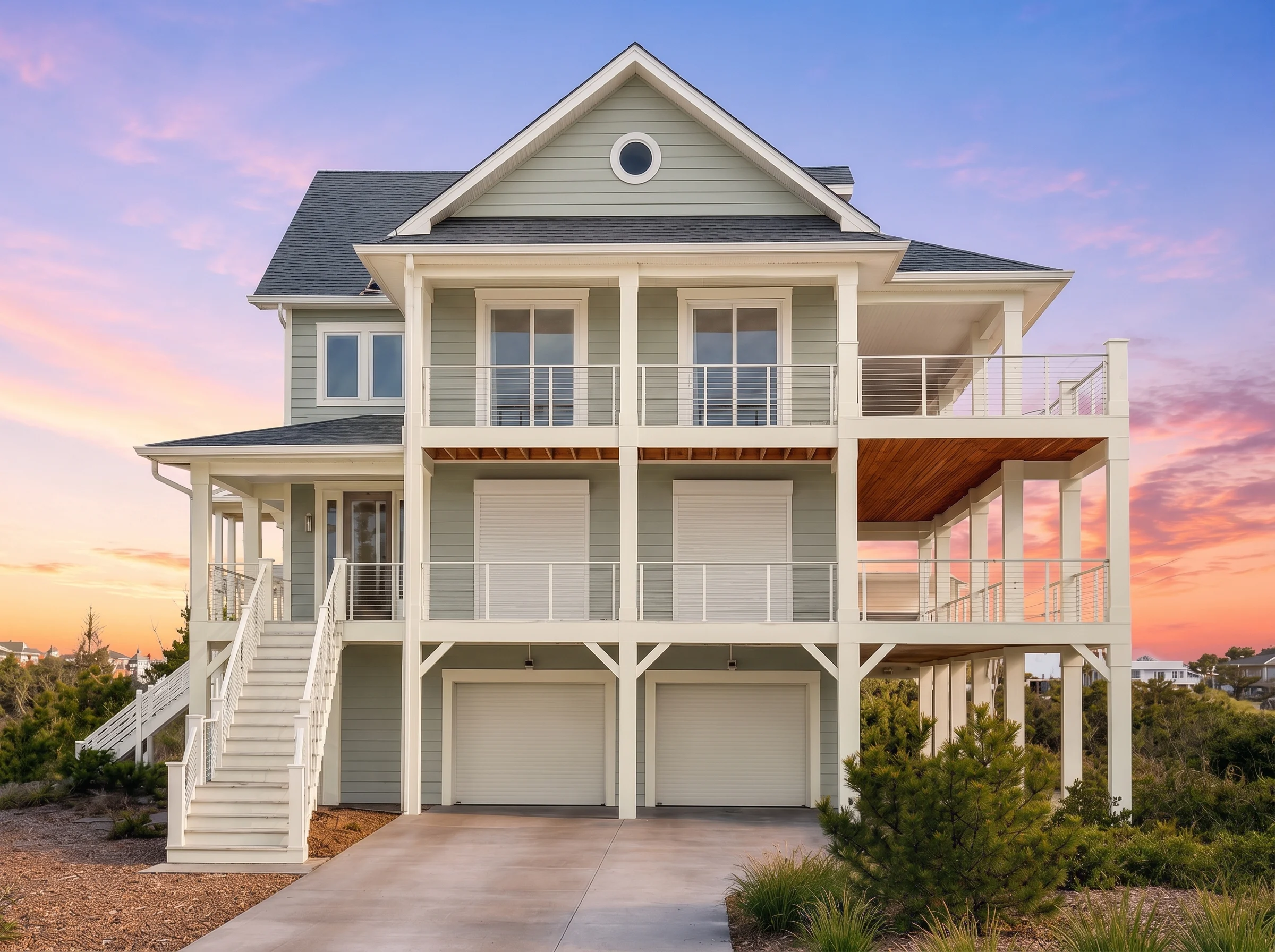 21-3245 HOUSE PLAN – Coastal Home Plan – 4-Bed, 5-Bath, 4,077 SF - Modern Brick, AI-generated exterior concept