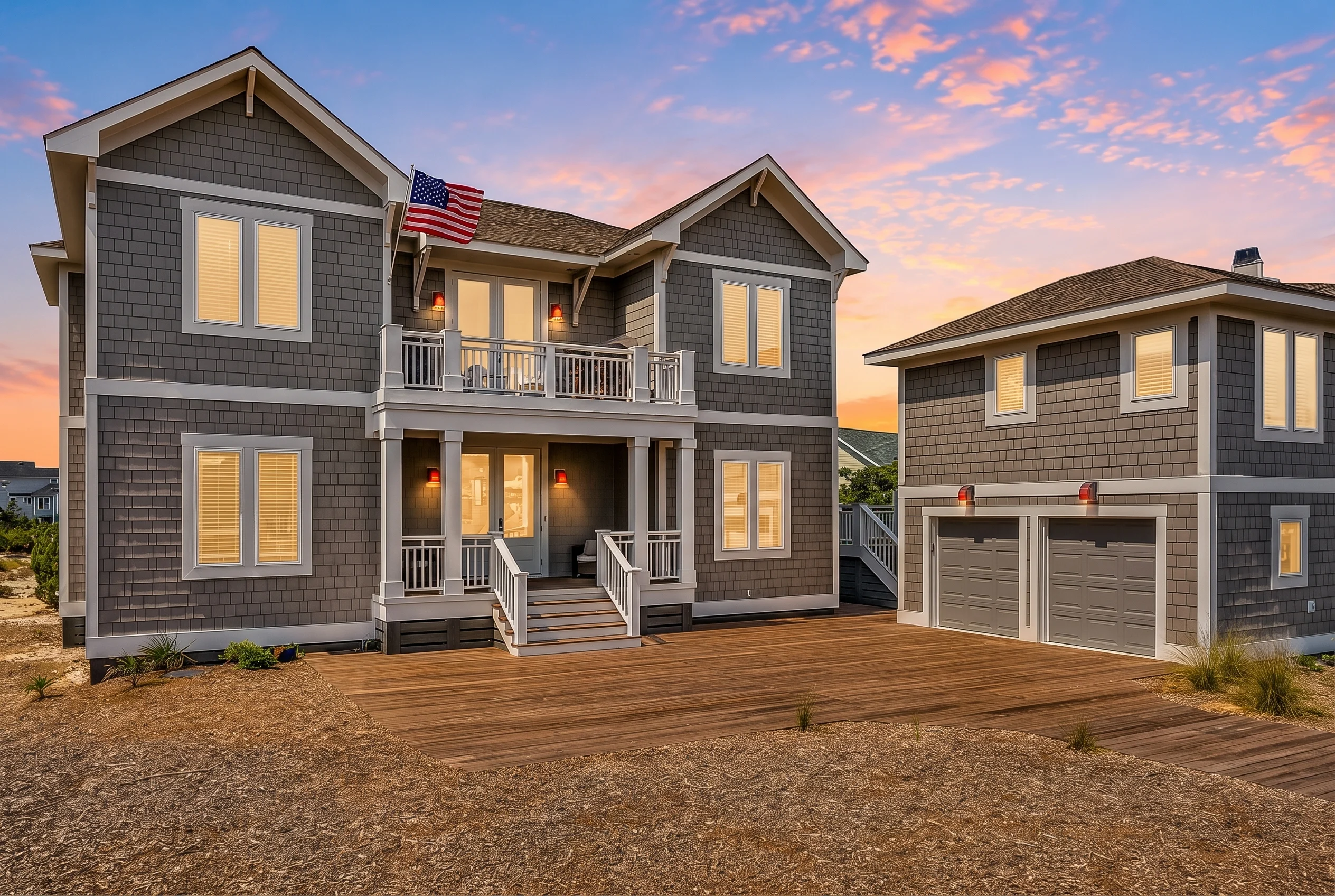 21-2977 HOUSE PLAN – Coastal Farmhouse Home Plan – 6-Bed, 5.5-Bath, 3,046 SF - Modern Dark, AI-generated exterior concept