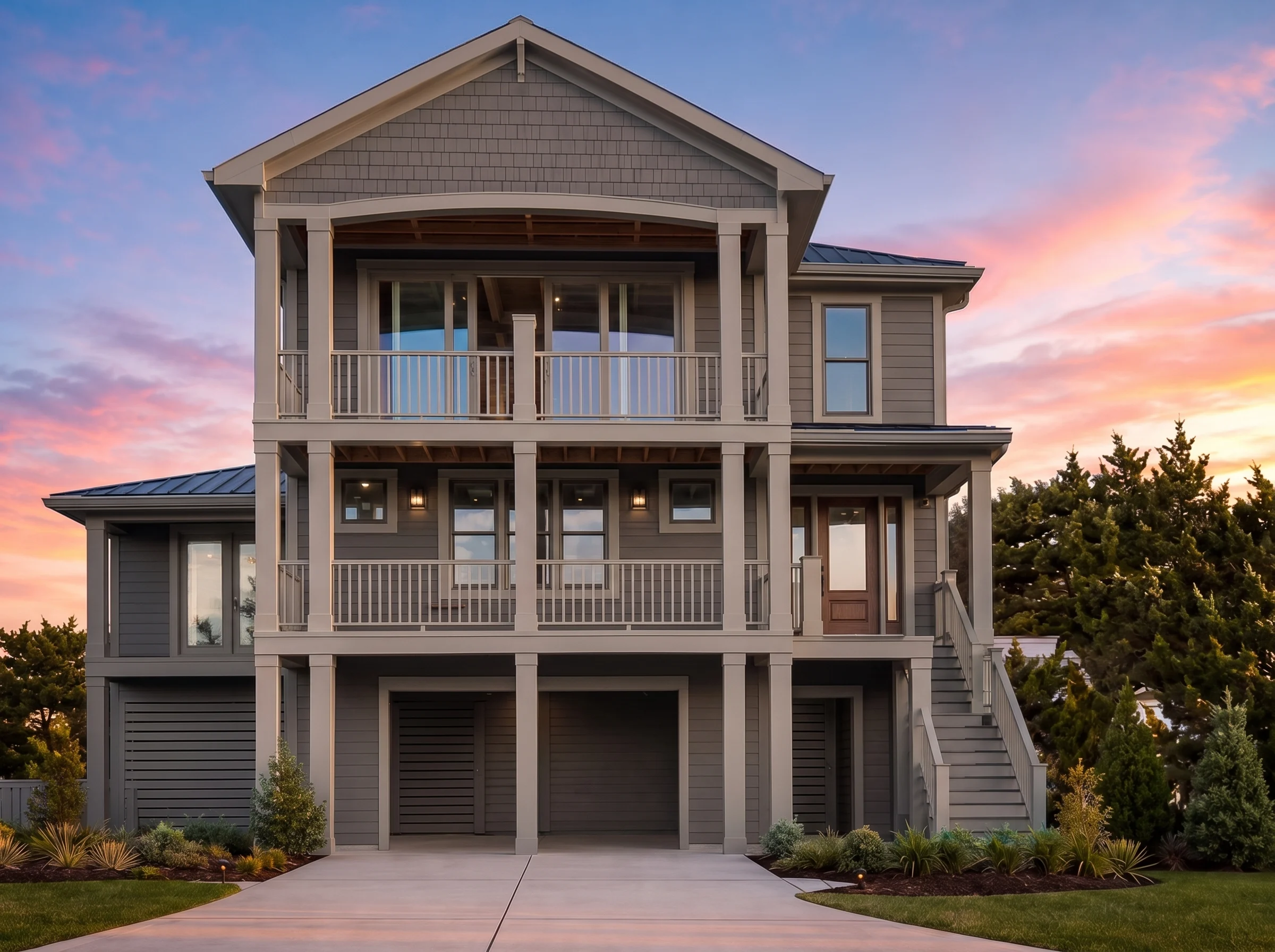 21-3415 HOUSE PLAN – Coastal Farmhouse Home Plan – 5-Bed, 5-Bath, 2,943 SF - Modern Dark, AI-generated exterior concept