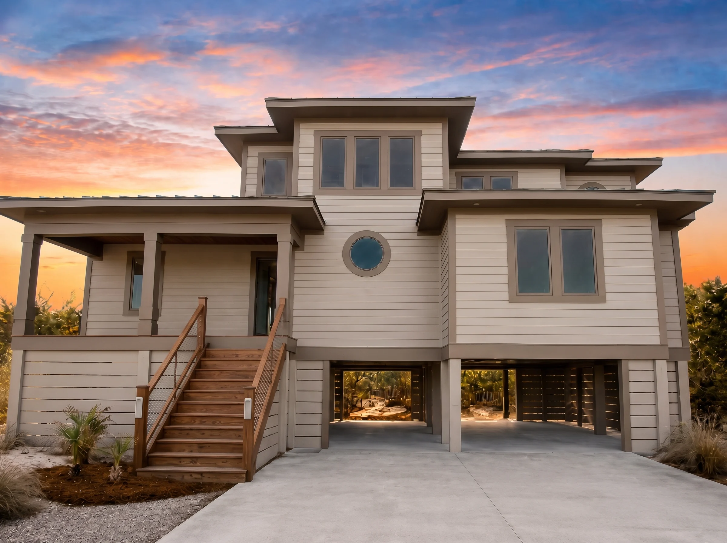 21-2998 HOUSE PLAN – Coastal Farmhouse Home Plan – 4-Bed, 4.5-Bath, 2,797 SF - Warm Natural, AI-generated exterior concept