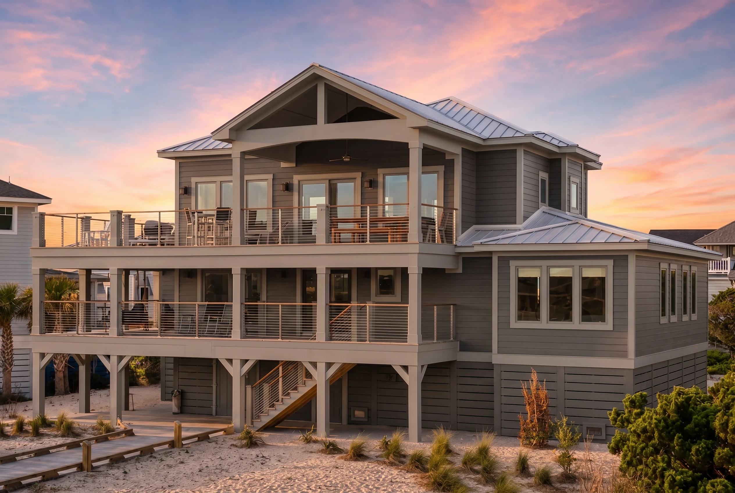 21-3467 HOUSE PLAN – Coastal Farmhouse Home Plan – 4-Bed, 4.5-Bath, 2,886 SF - Modern Dark, AI-generated exterior concept