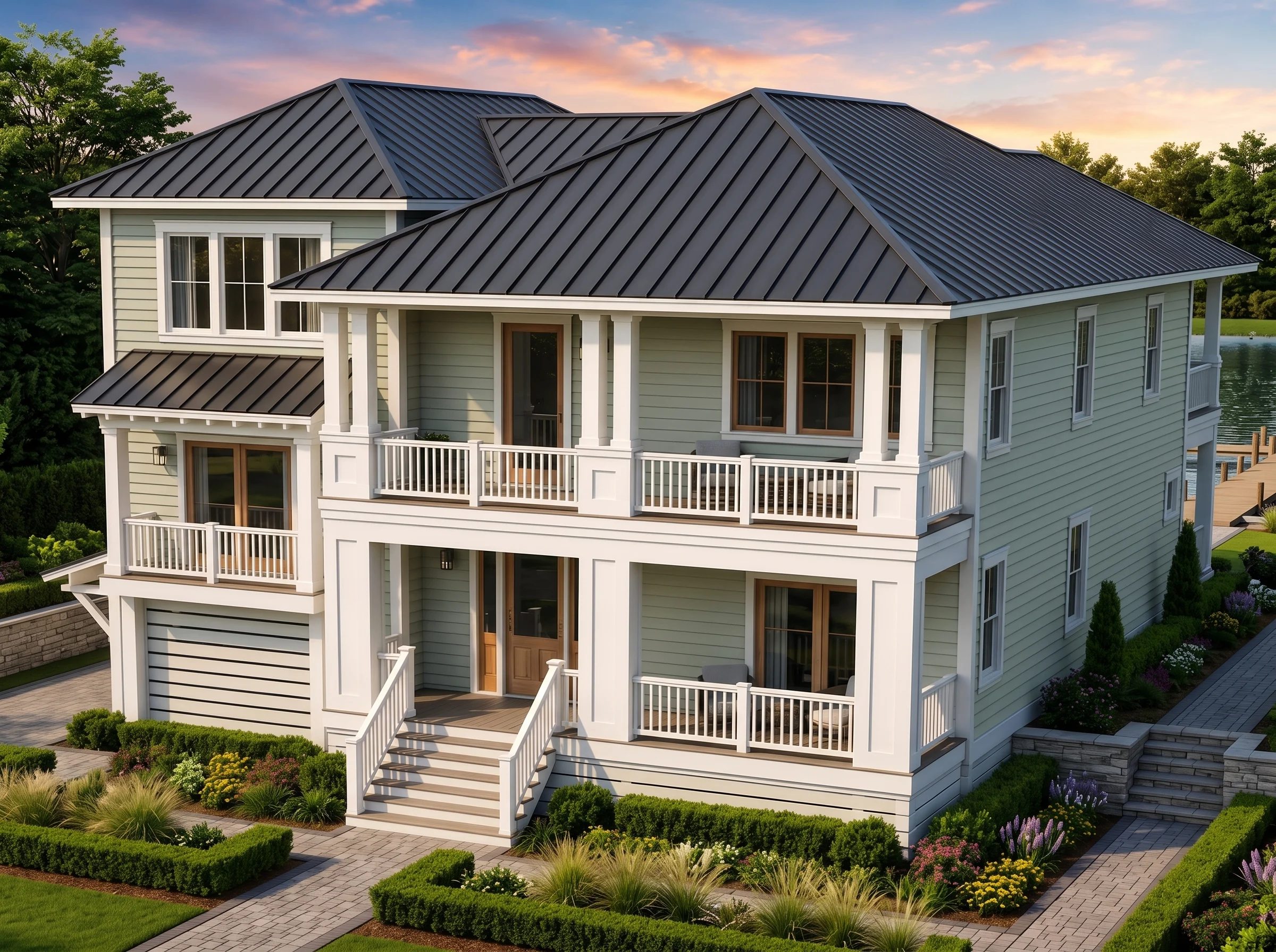 21-2983 HOUSE PLAN – Coastal Farmhouse Home Plan – 3-Bed, 4-Bath, 2,757 SF - Modern Brick, AI-generated exterior concept