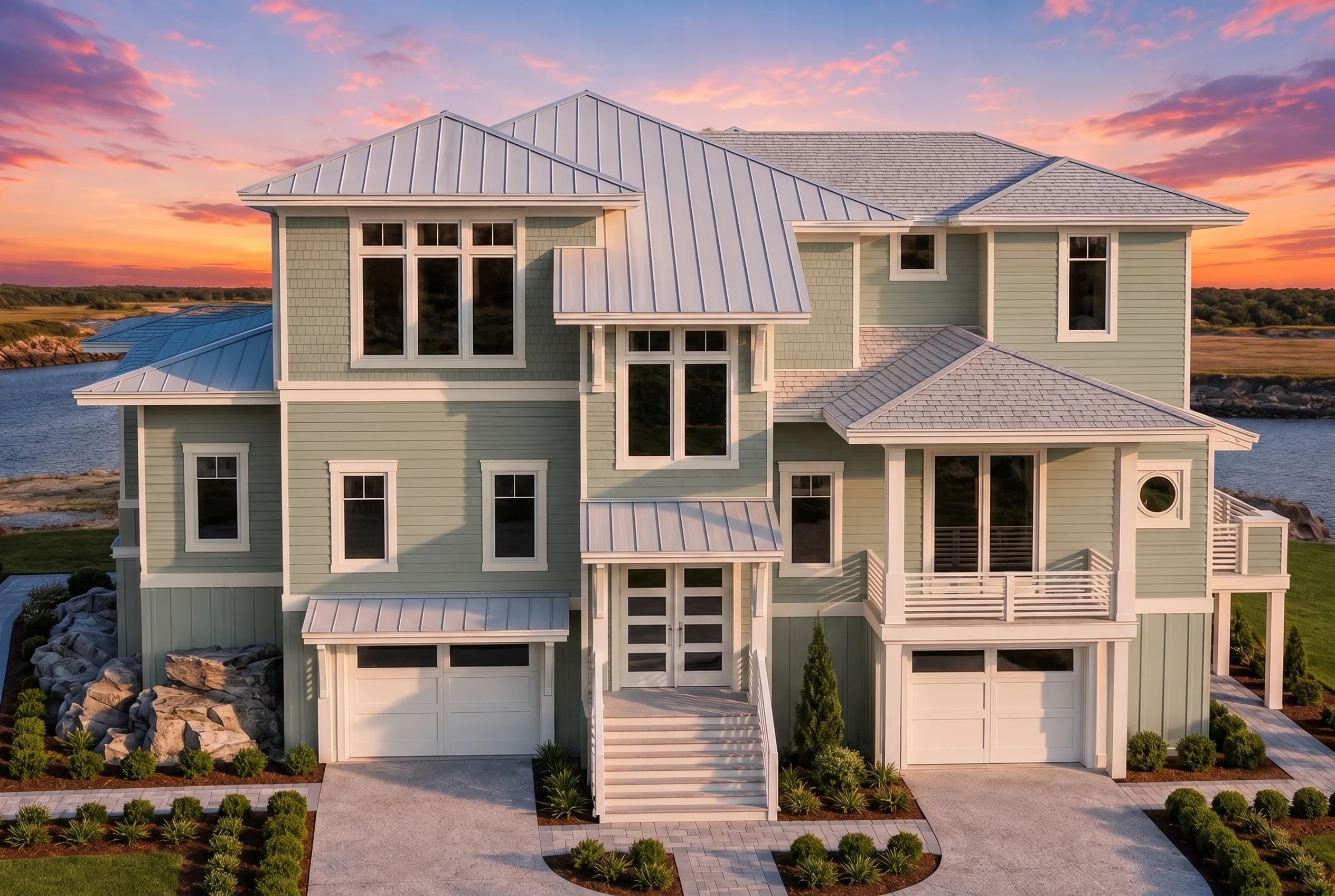 21-2998 HOUSE PLAN – Coastal Luxury Home Plan – 4-Bed, 3.5-Bath, 4,116 SF - Modern Brick, AI-generated exterior concept