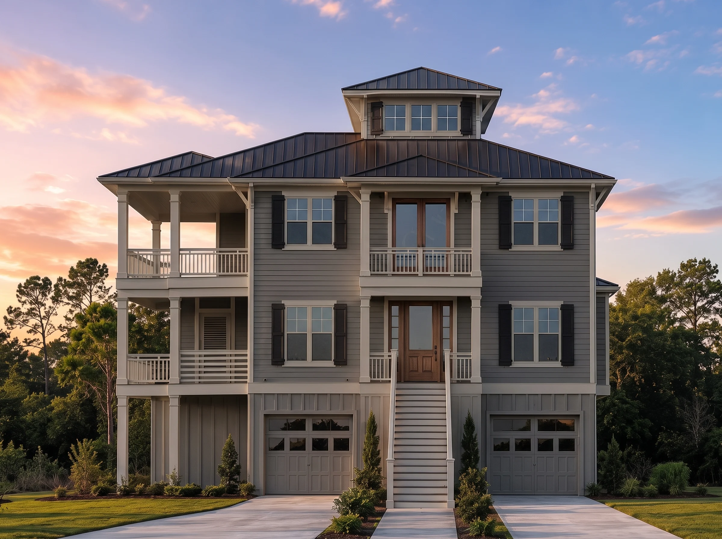 21-3504 HOUSE PLAN -Coastal Farmhouse Home Plan – 5-Bed, 4-Bath, 2,772 SF - Modern Dark, AI-generated exterior concept