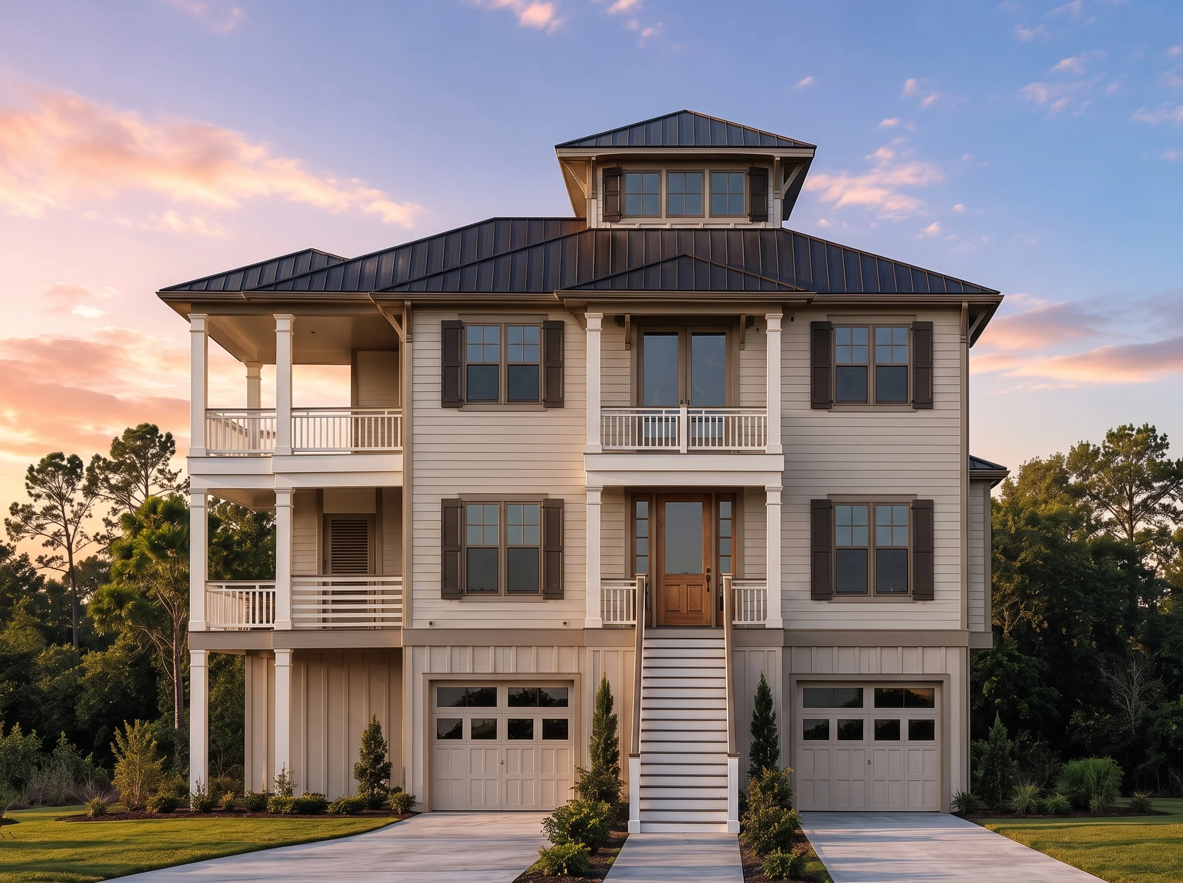 21-3504 HOUSE PLAN -Coastal Farmhouse Home Plan – 5-Bed, 4-Bath, 2,772 SF - Warm Natural, AI-generated exterior concept