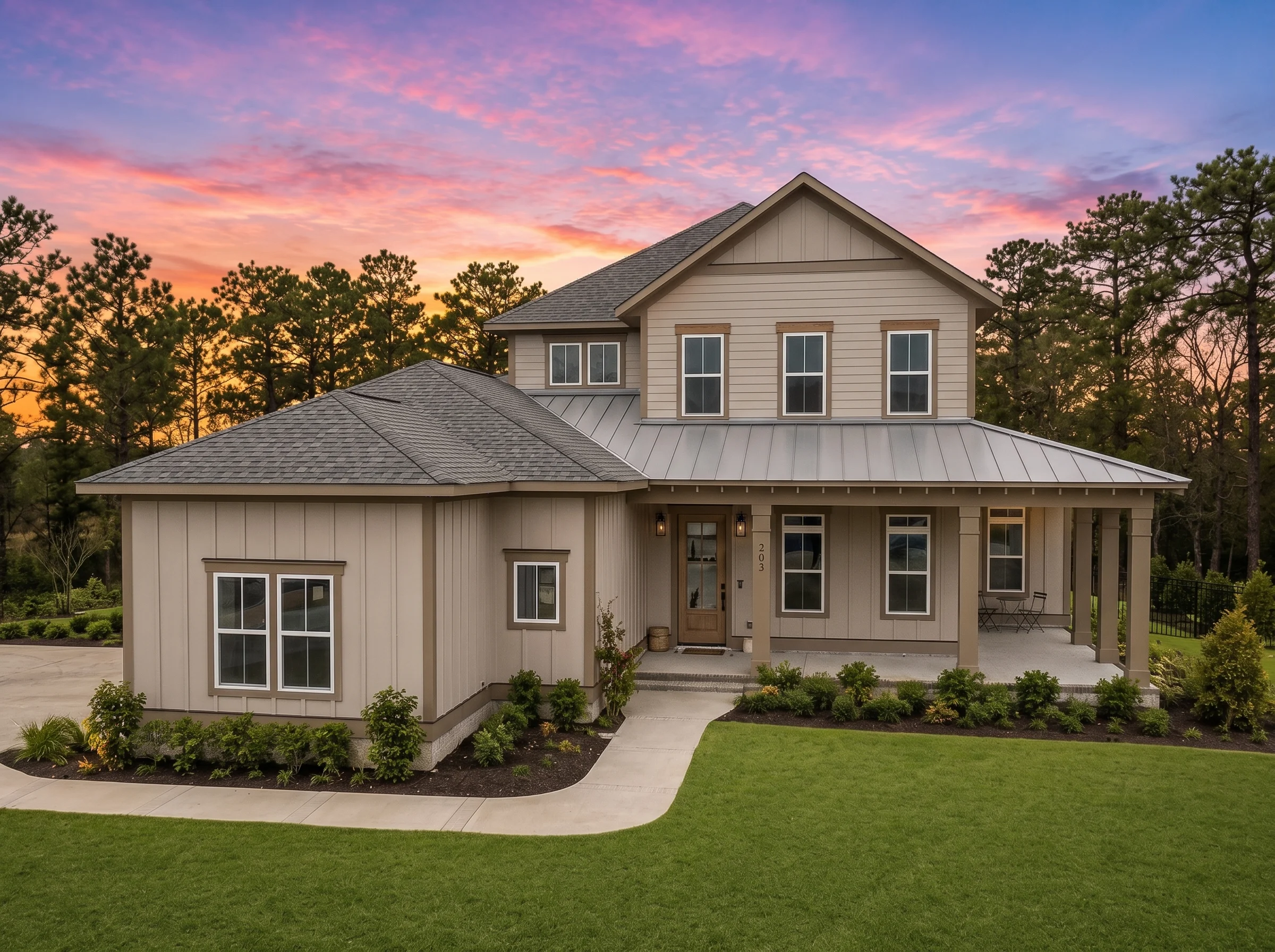 21-2655 HOUSE PLAN – Coastal Farmhouse Home Plan – 2-Bed, 2.5-Bath, 2,869 SF - Warm Natural, AI-generated exterior concept