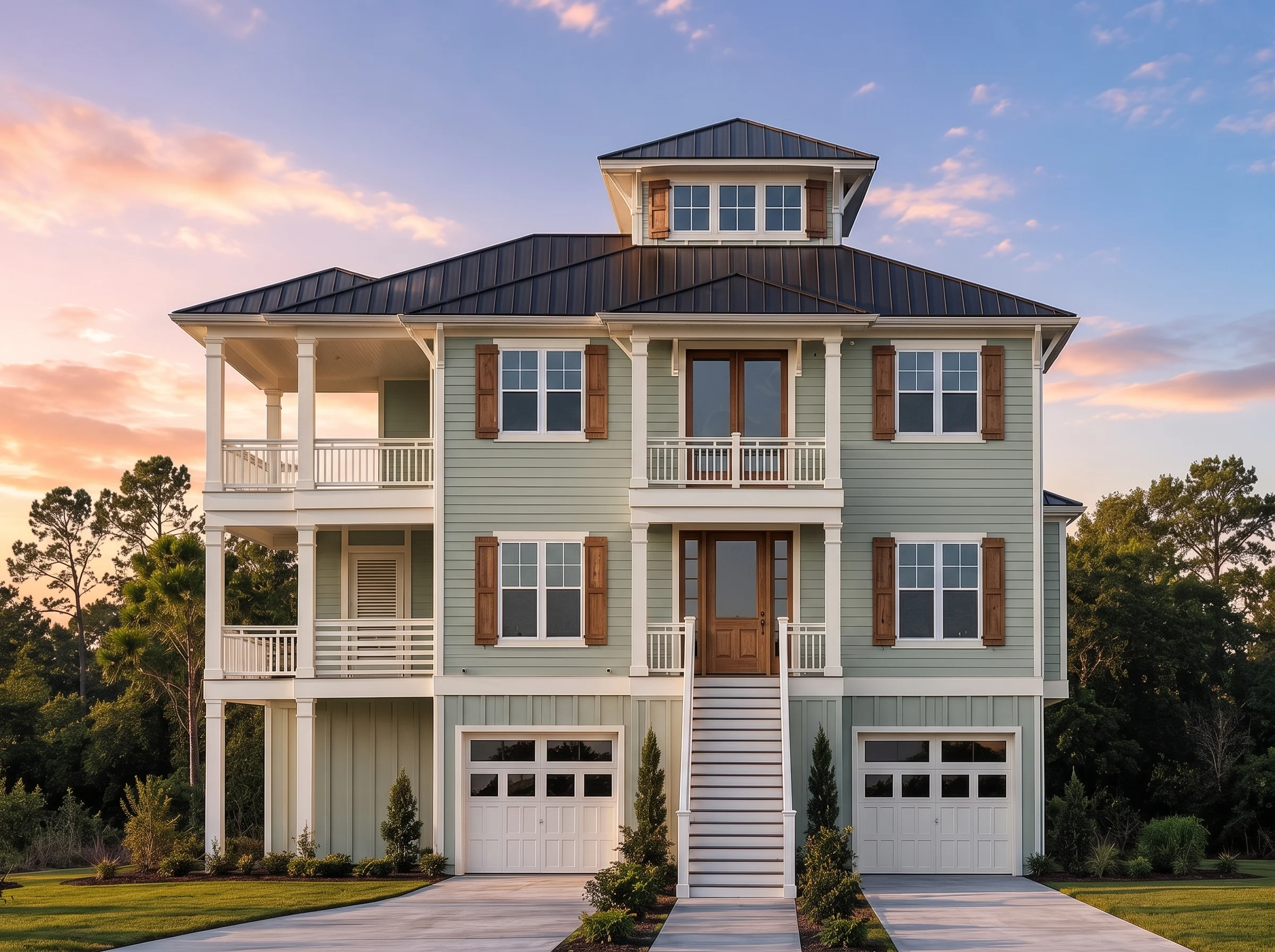 21-3504 HOUSE PLAN -Coastal Farmhouse Home Plan – 5-Bed, 4-Bath, 2,772 SF - Modern Brick, AI-generated exterior concept