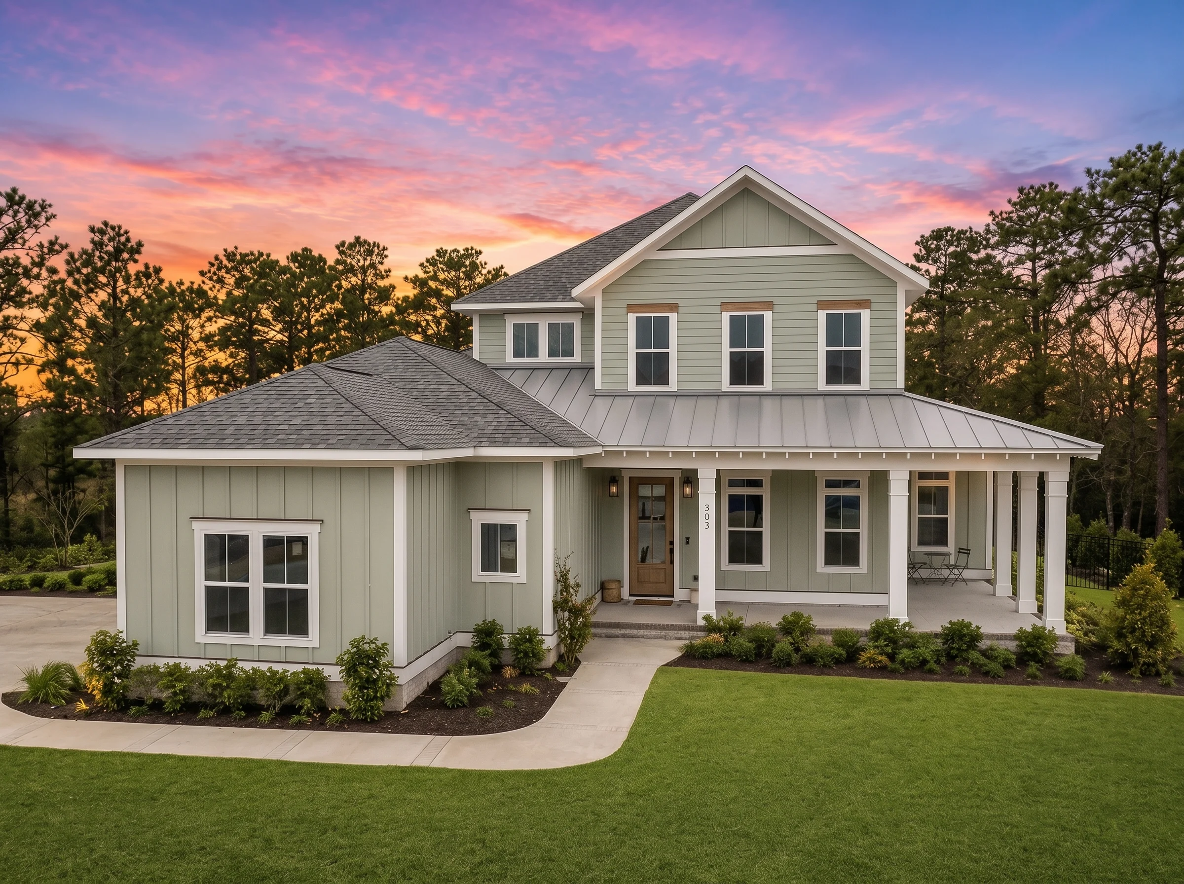 21-2655 HOUSE PLAN – Coastal Farmhouse Home Plan – 2-Bed, 2.5-Bath, 2,869 SF - Modern Brick, AI-generated exterior concept