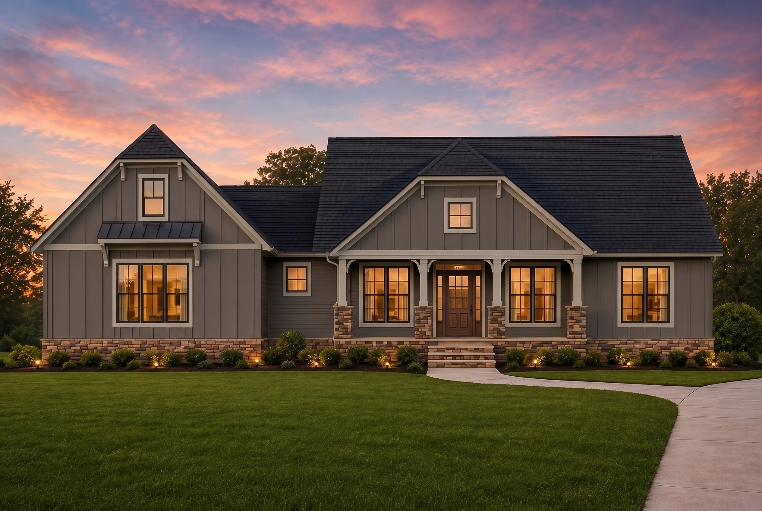 21-2284 HOUSE PLAN – Modern Farmhouse Home Plan – 3-Bed, 2.5-Bath, 1,954 SF - Modern Dark, AI-generated exterior concept