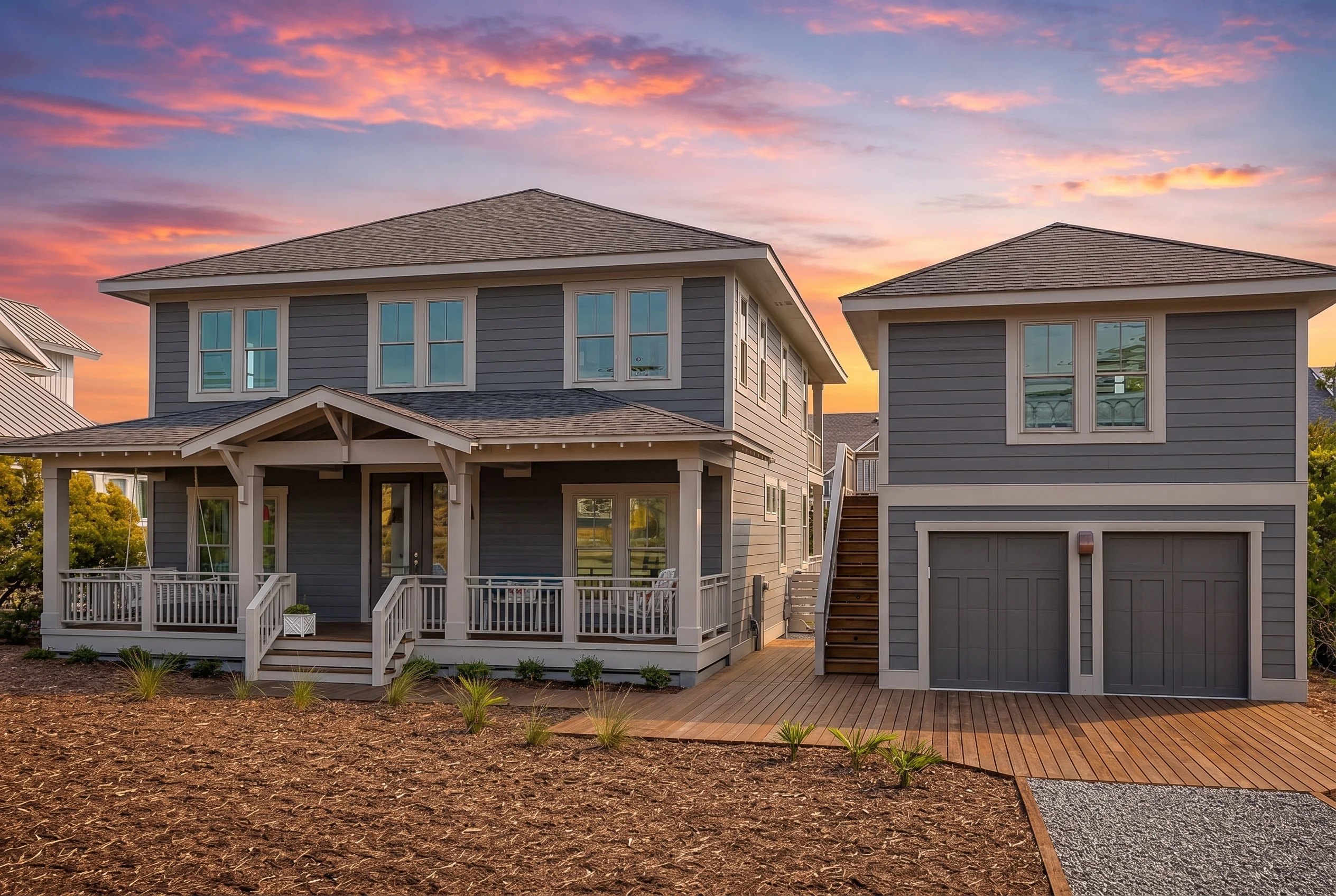 21-2596 HOUSE PLAN – Coastal Farmhouse Home Plan – 4-Bed, 3-Bath, 2,356 SF - Modern Dark, AI-generated exterior concept