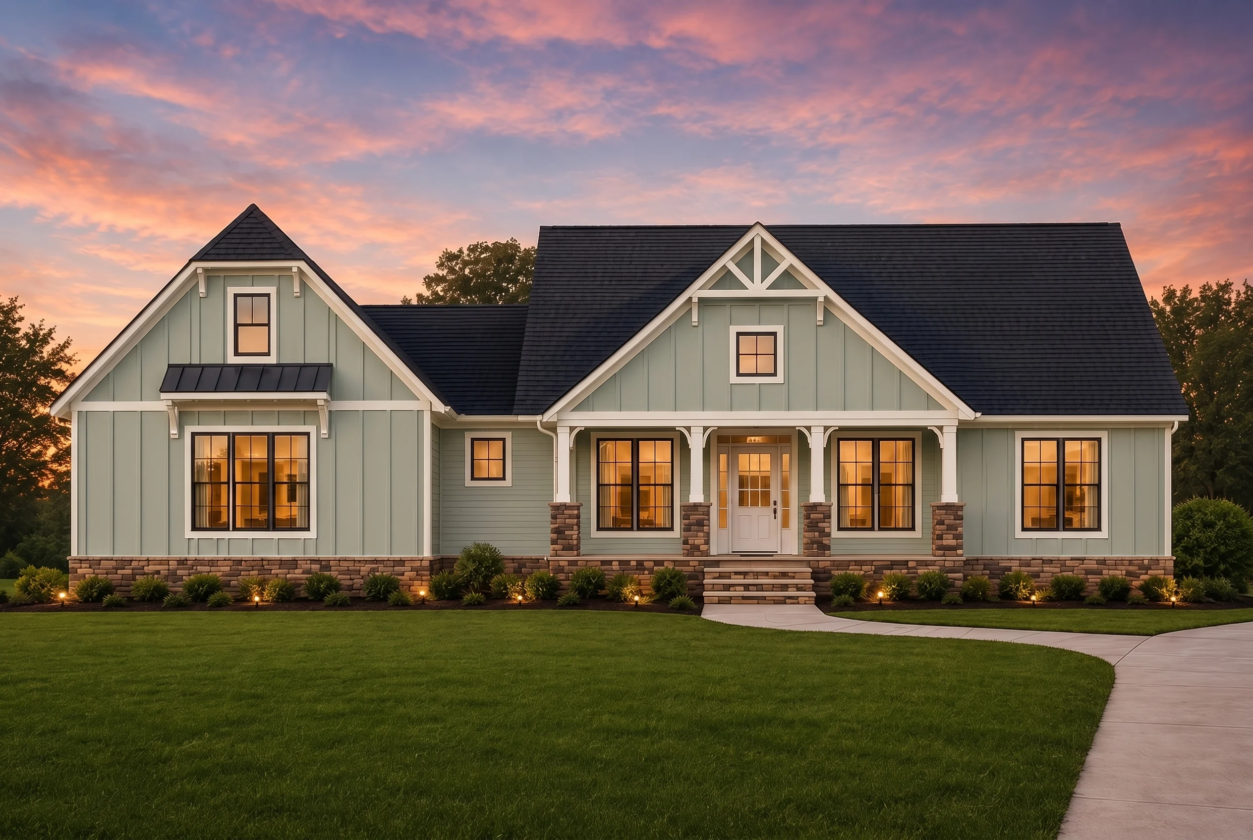 21-2284 HOUSE PLAN – Modern Farmhouse Home Plan – 3-Bed, 2.5-Bath, 1,954 SF - Modern Brick, AI-generated exterior concept