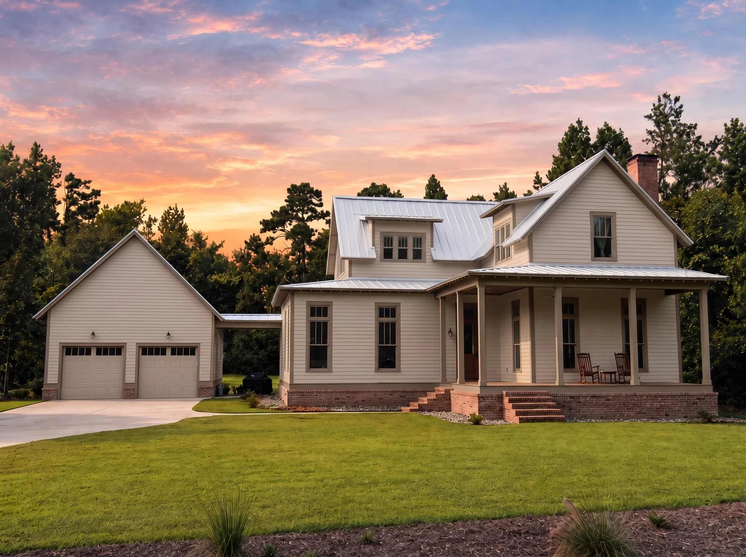 21-2514 HOUSE PLAN – Modern Farmhouse Home Plan – 3-Bed, 3.5-Bath, 2,964 SF - Warm Natural, AI-generated exterior concept