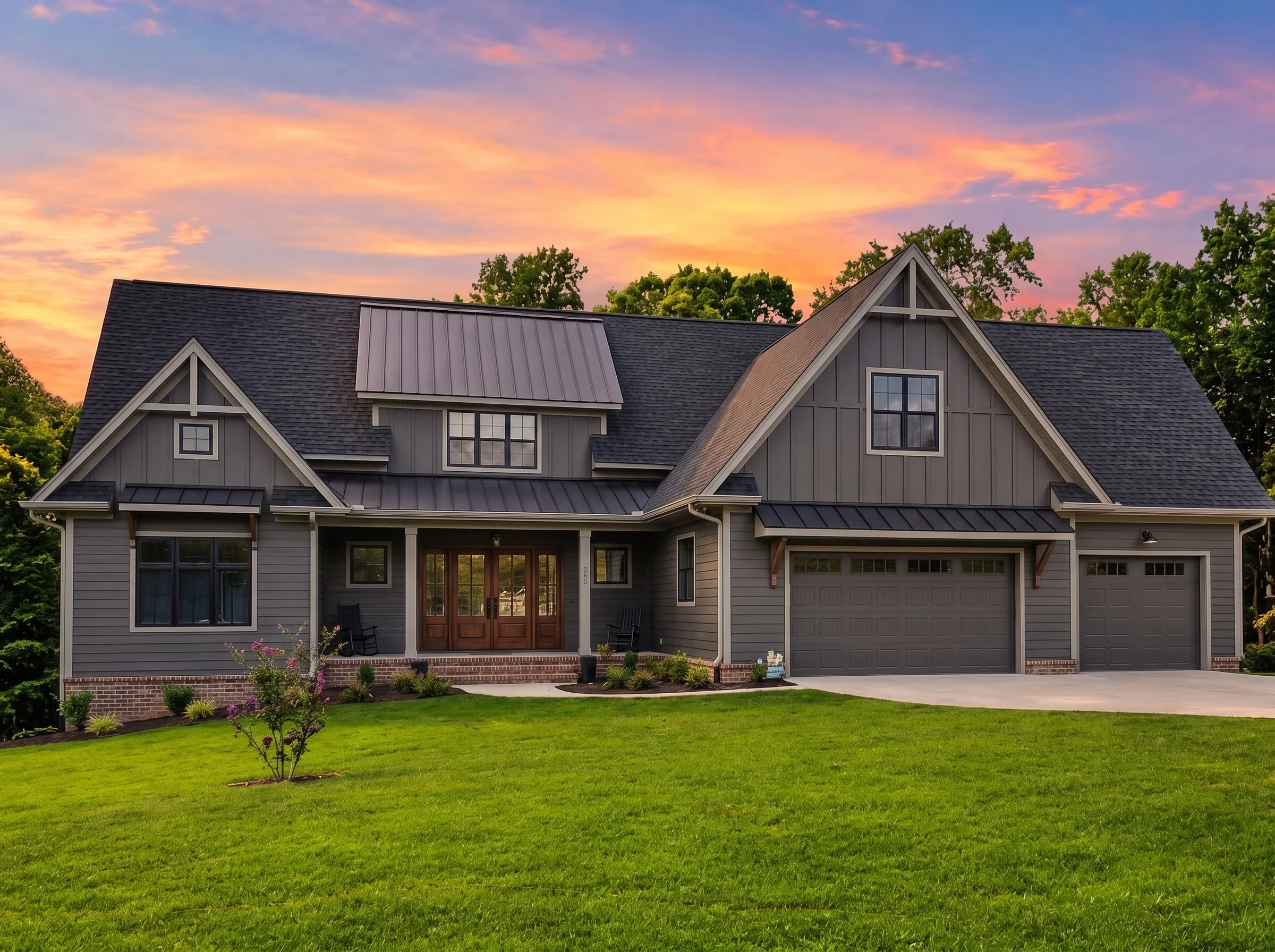 21-2757 HOUSE PLAN – Modern Farmhouse Home Plan – 4-Bed, 4-Bath, 3,319 SF - Modern Dark, AI-generated exterior concept