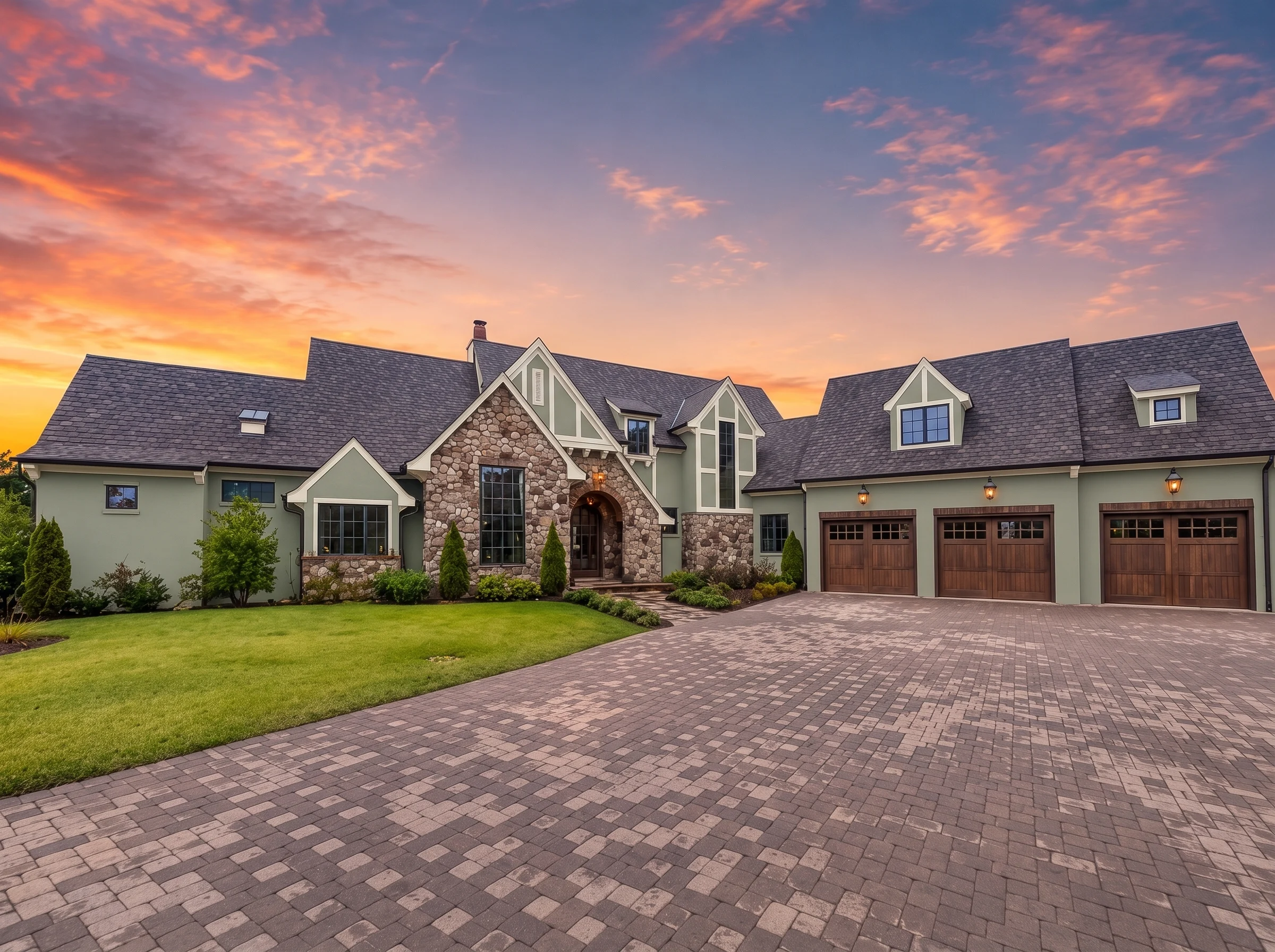 21-2740 HOUSE PLAN – European Home Plan – 4-Bed, 4.5-Bath, 4,692 SF - Modern Brick, AI-generated exterior concept