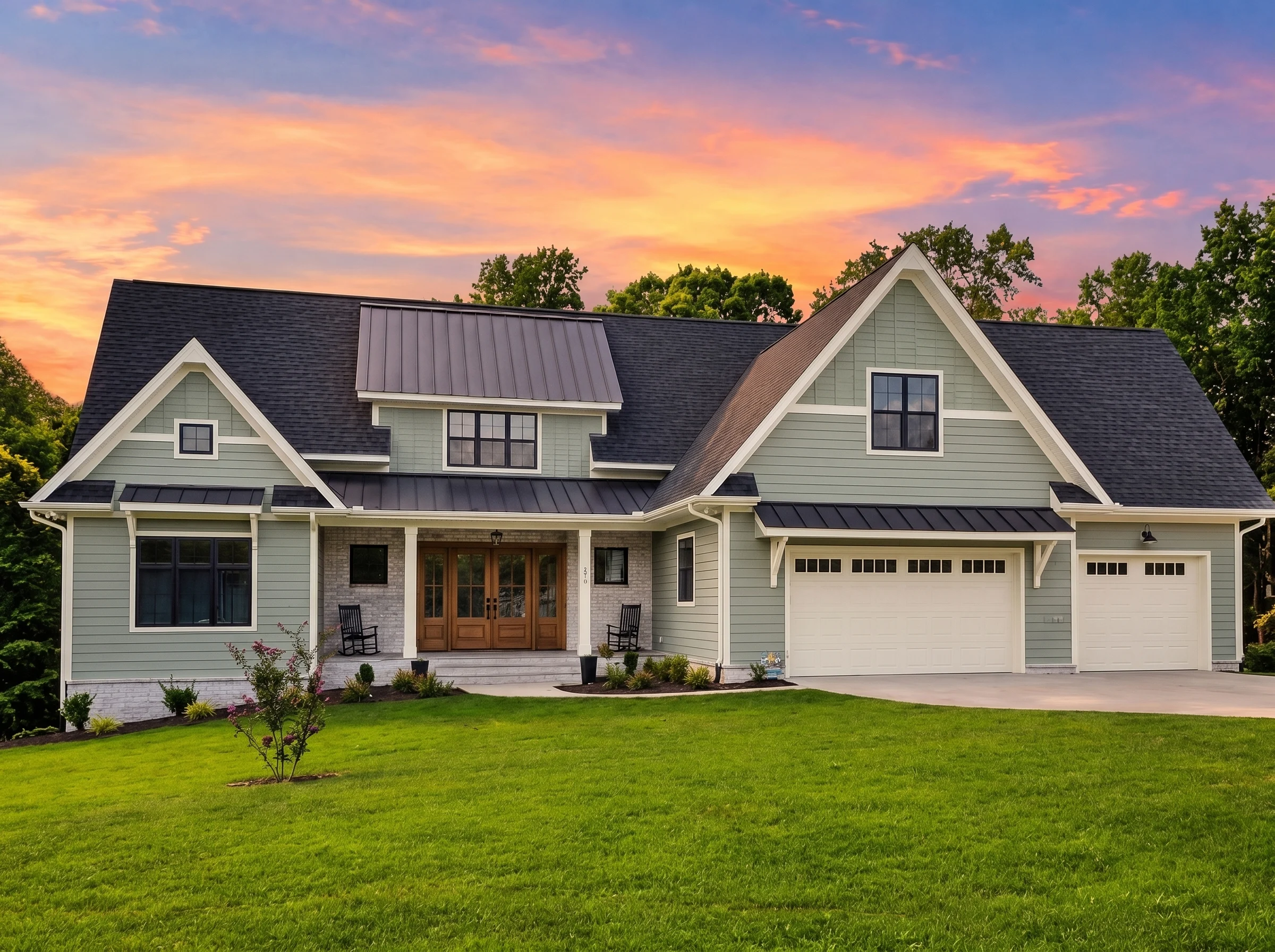 21-2757 HOUSE PLAN – Modern Farmhouse Home Plan – 4-Bed, 4-Bath, 3,319 SF - Modern Brick, AI-generated exterior concept