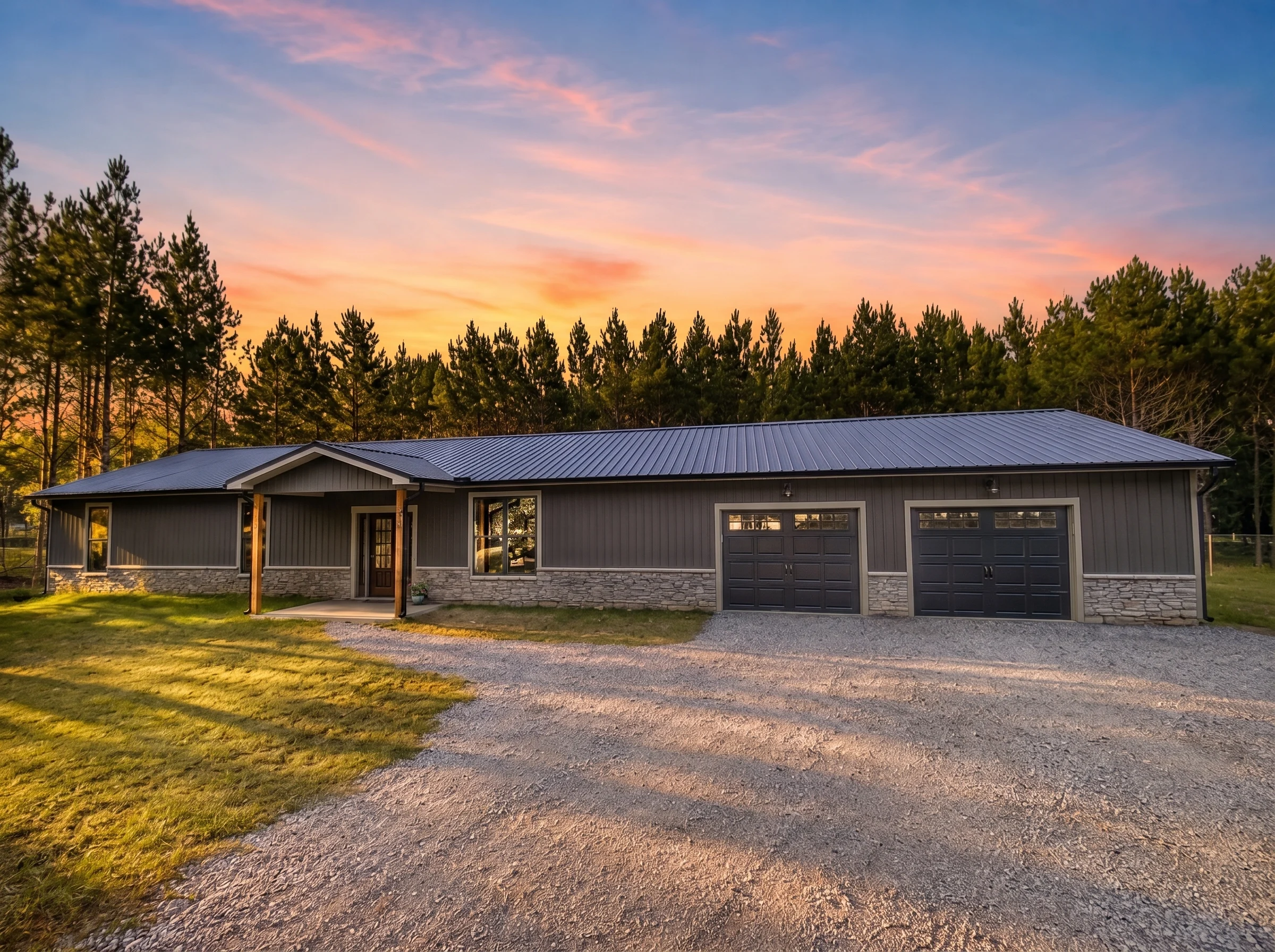 21-3096 HOUSE PLAN – Ranch Home Plan – 3-Bed, 2-Bath, 1,710 SF - Modern Dark, AI-generated exterior concept