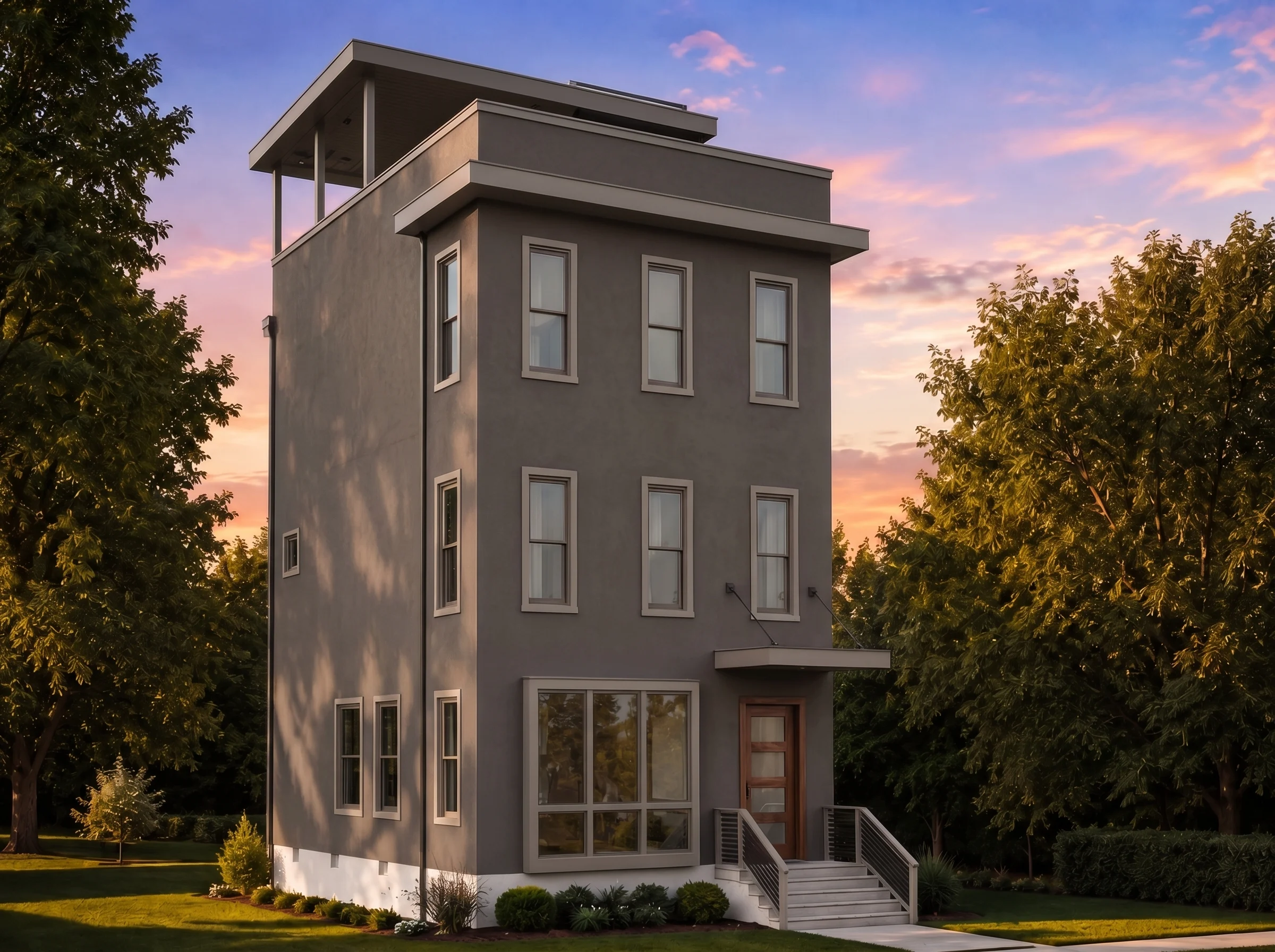 21-2580 HOUSE PLAN – Contemporary Home Plan – 3-Bed, 2.5-Bath, 2,155 SF - Modern Dark, AI-generated exterior concept