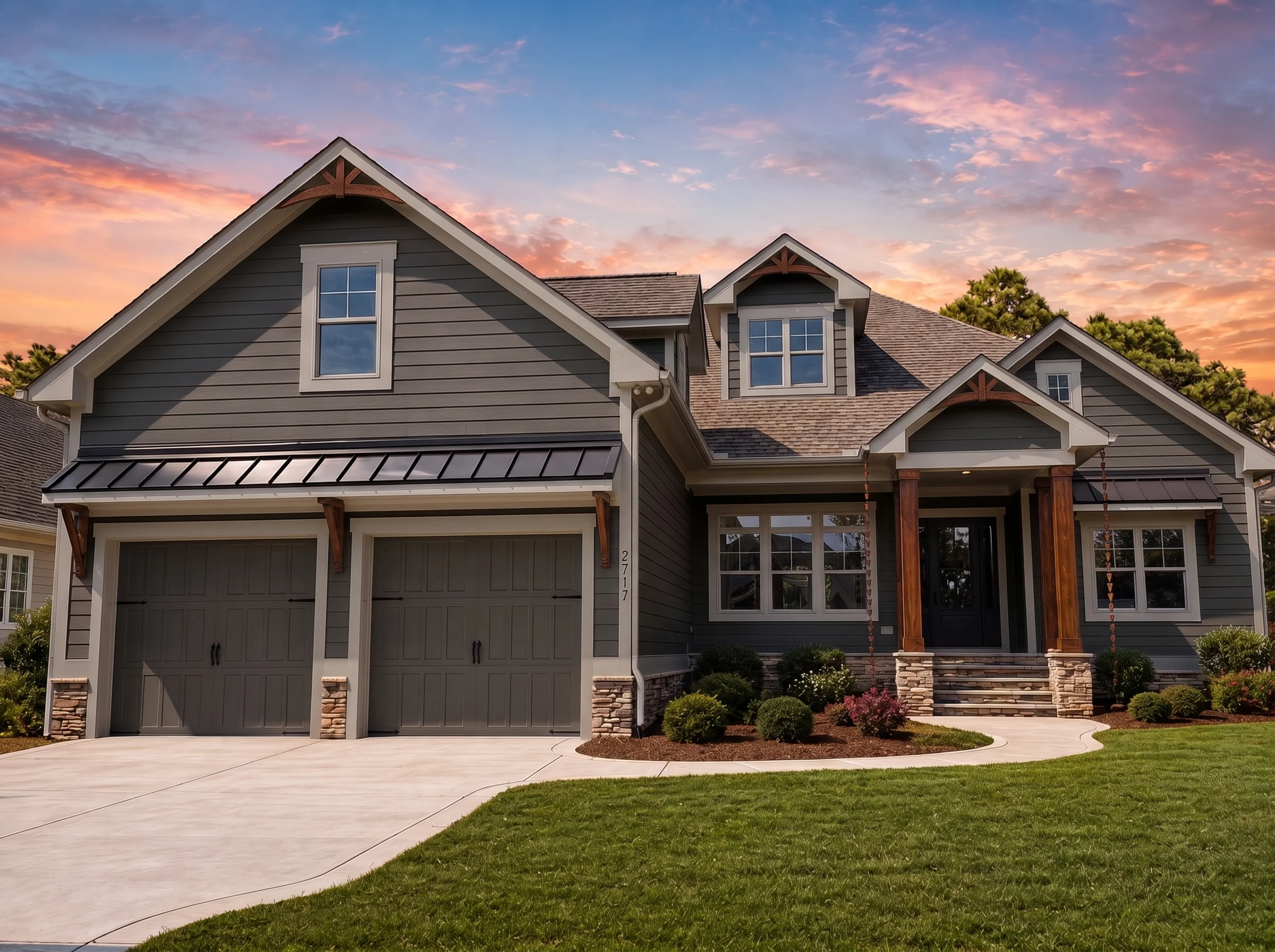 21-3350 HOUSE PLAN – Modern Farmhouse Home Plan – 3-Bed, 3-Bath, 2,515 SF - Modern Dark, AI-generated exterior concept