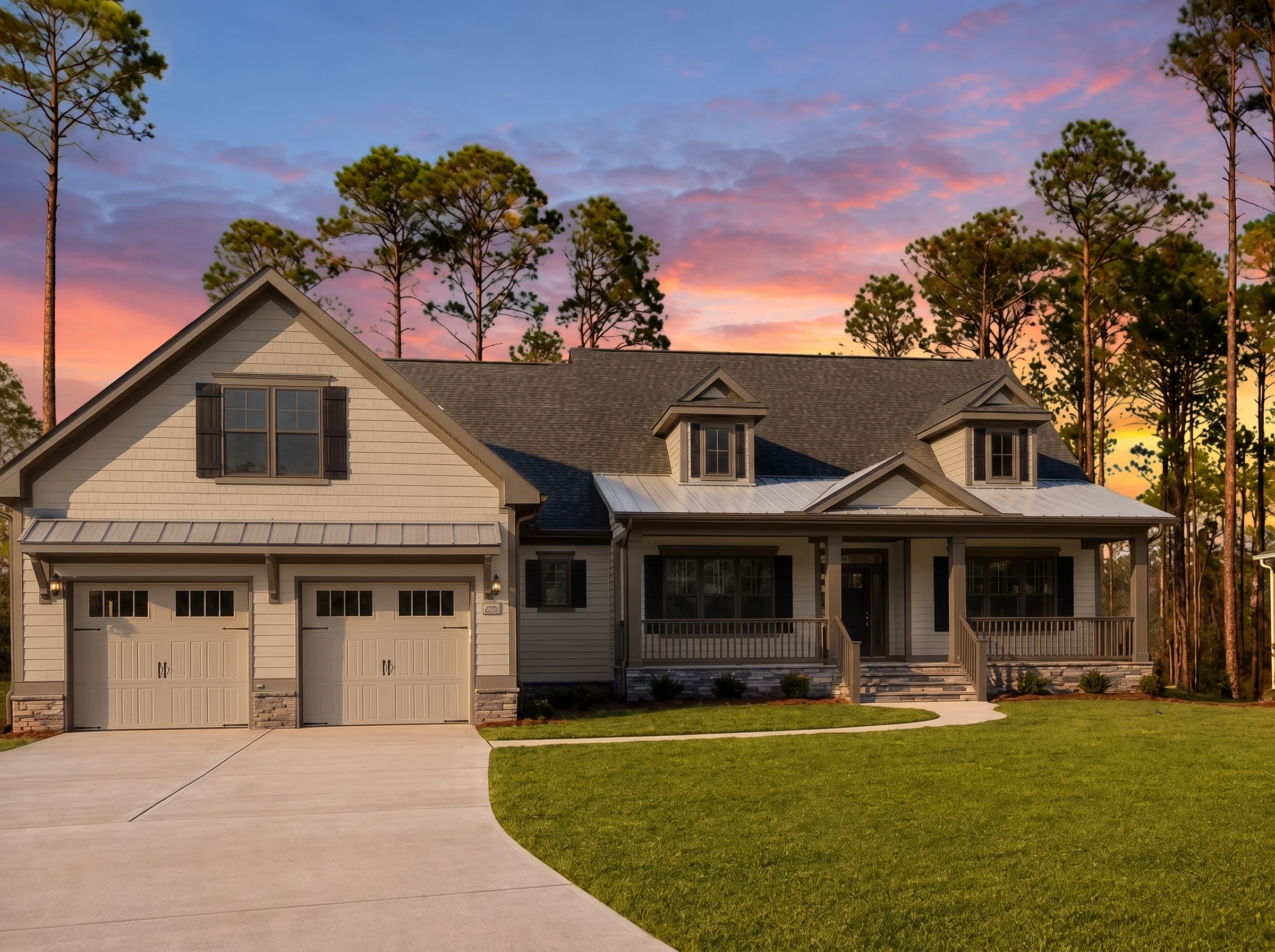 21-2677 HOUSE PLAN – Modern Farmhouse Home Plan – 4-Bed, 3.5-Bath, 2,920 SF - Mushroom Taupe, AI-generated exterior concept