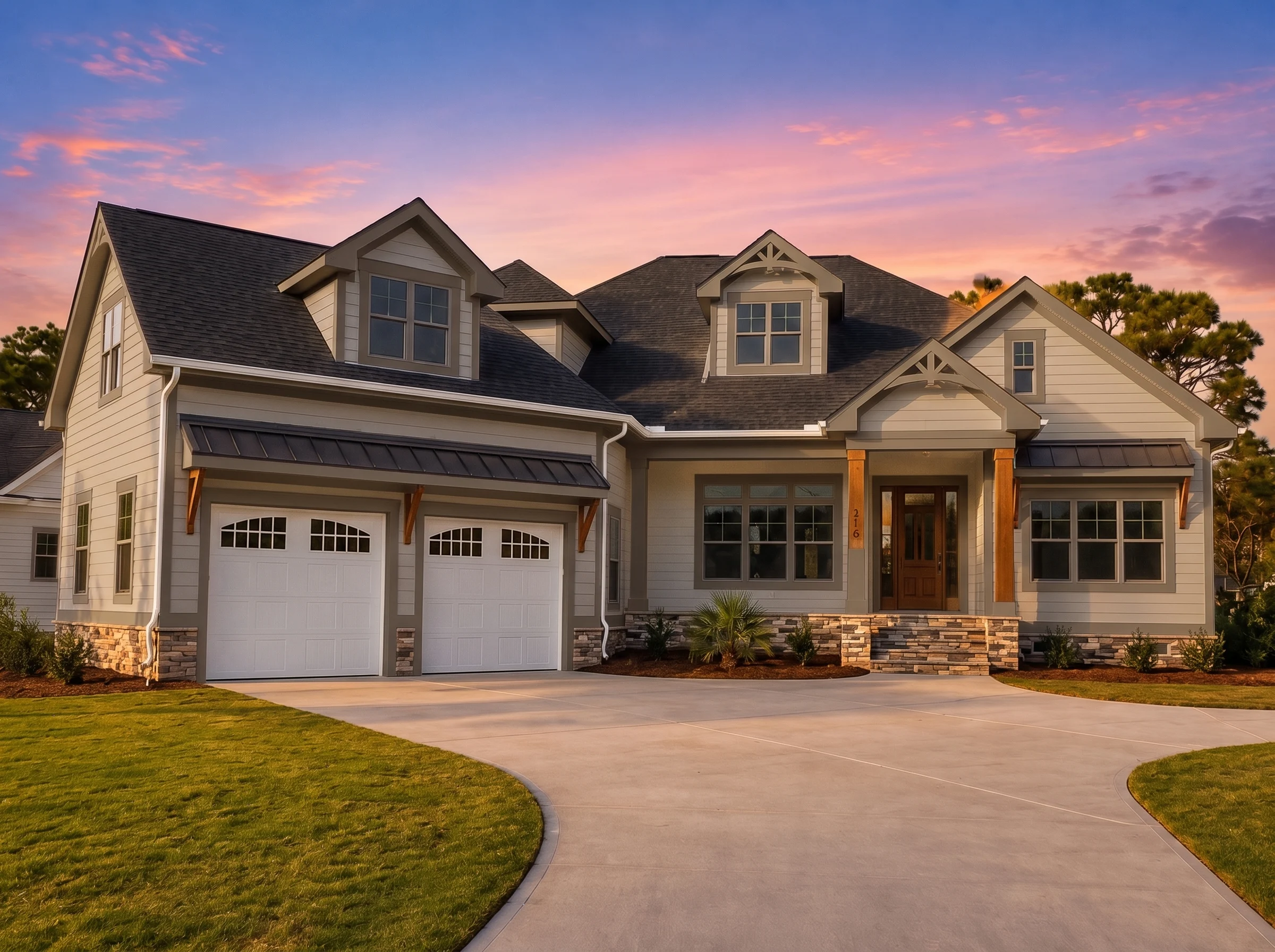 21-3161 HOUSE PLAN – Modern Farmhouse Home Plan – 4-Bed, 3.5-Bath, 3,251 SF - Mushroom Taupe, AI-generated exterior concept