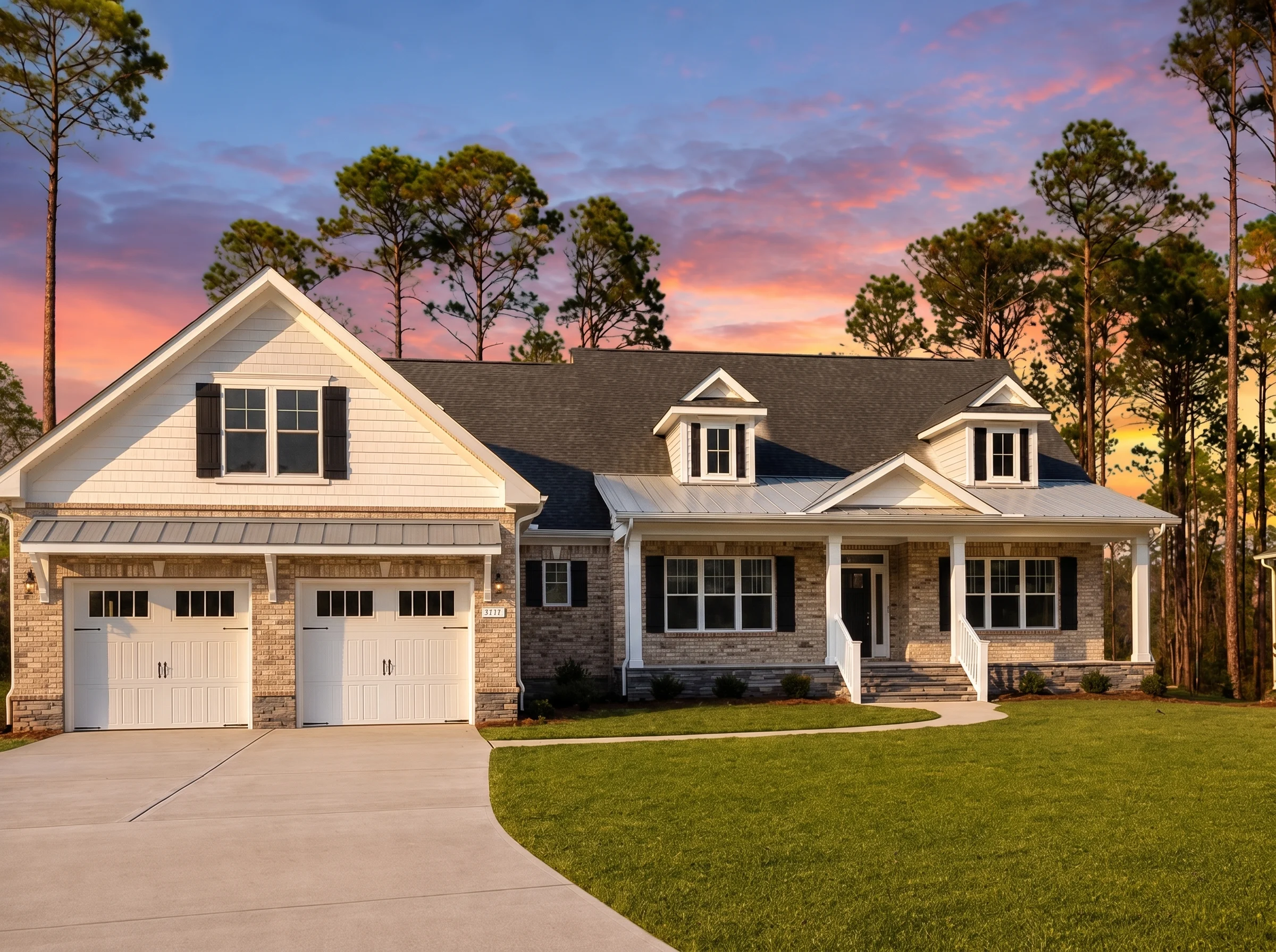 21-2677 HOUSE PLAN – Modern Farmhouse Home Plan – 4-Bed, 3.5-Bath, 2,920 SF - Natural Brick, AI-generated exterior concept
