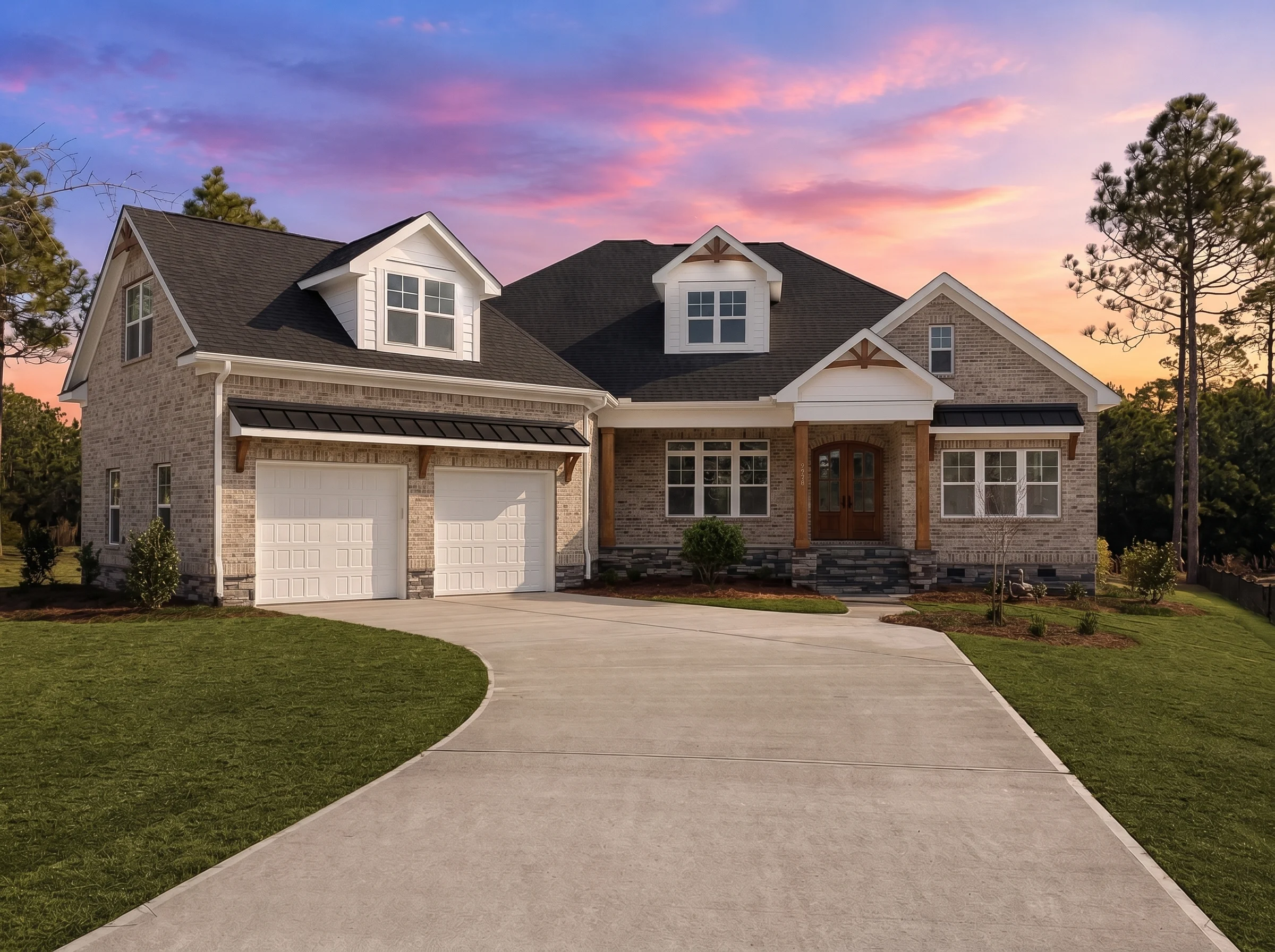 21-3196 HOUSE PLAN – Modern Farmhouse Home Plan – 4-Bed, 4-Bath, 2,950 SF - Natural Brick, AI-generated exterior concept