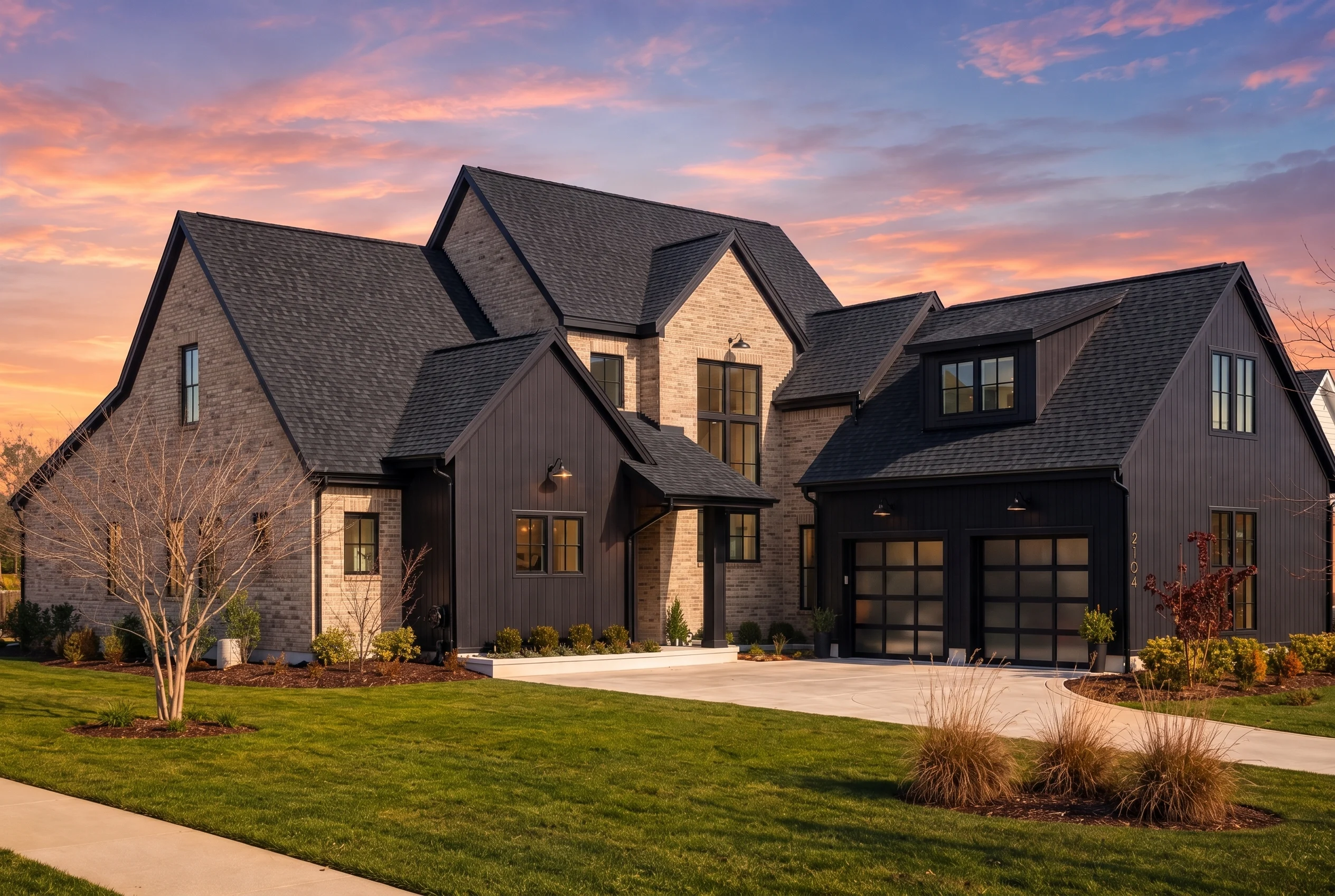 21-2506 HOUSE PLAN – Modern Farmhouse Home Plan – 3-Bed, 3.5-Bath, 3,625 SF - Natural Brick, AI-generated exterior concept