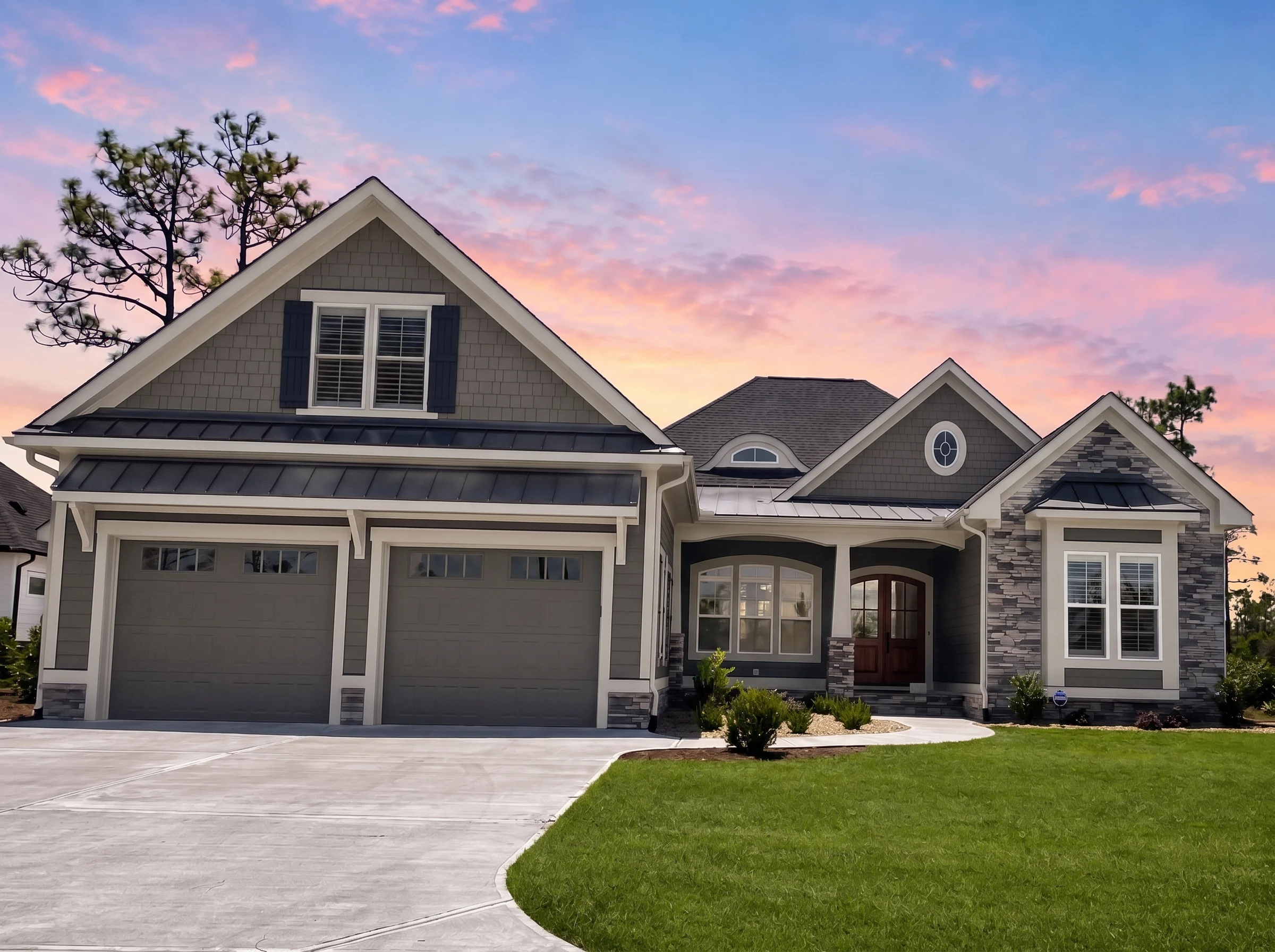 21-2530 HOUSE PLAN – Modern Farmhouse Home Plan – 3-Bed, 4.5-Bath, 2,709 SF - Warm Charcoal, AI-generated exterior concept